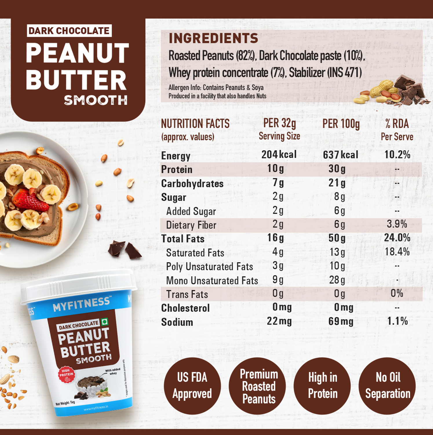 Image of MYFITNESS PEANUT BUTTER Dark Chocolate Smooth & Dark Chocolate Crunchy | Combo