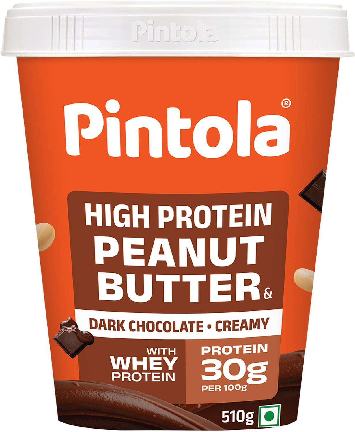 Pintola High Protein Peanut Butter Dark Chocolate (Creamy, 510g) - Image 1