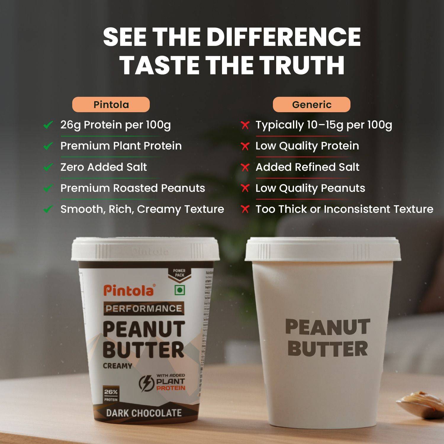 Pintola Dark Chocolate Peanut Butter 350g - Image 3