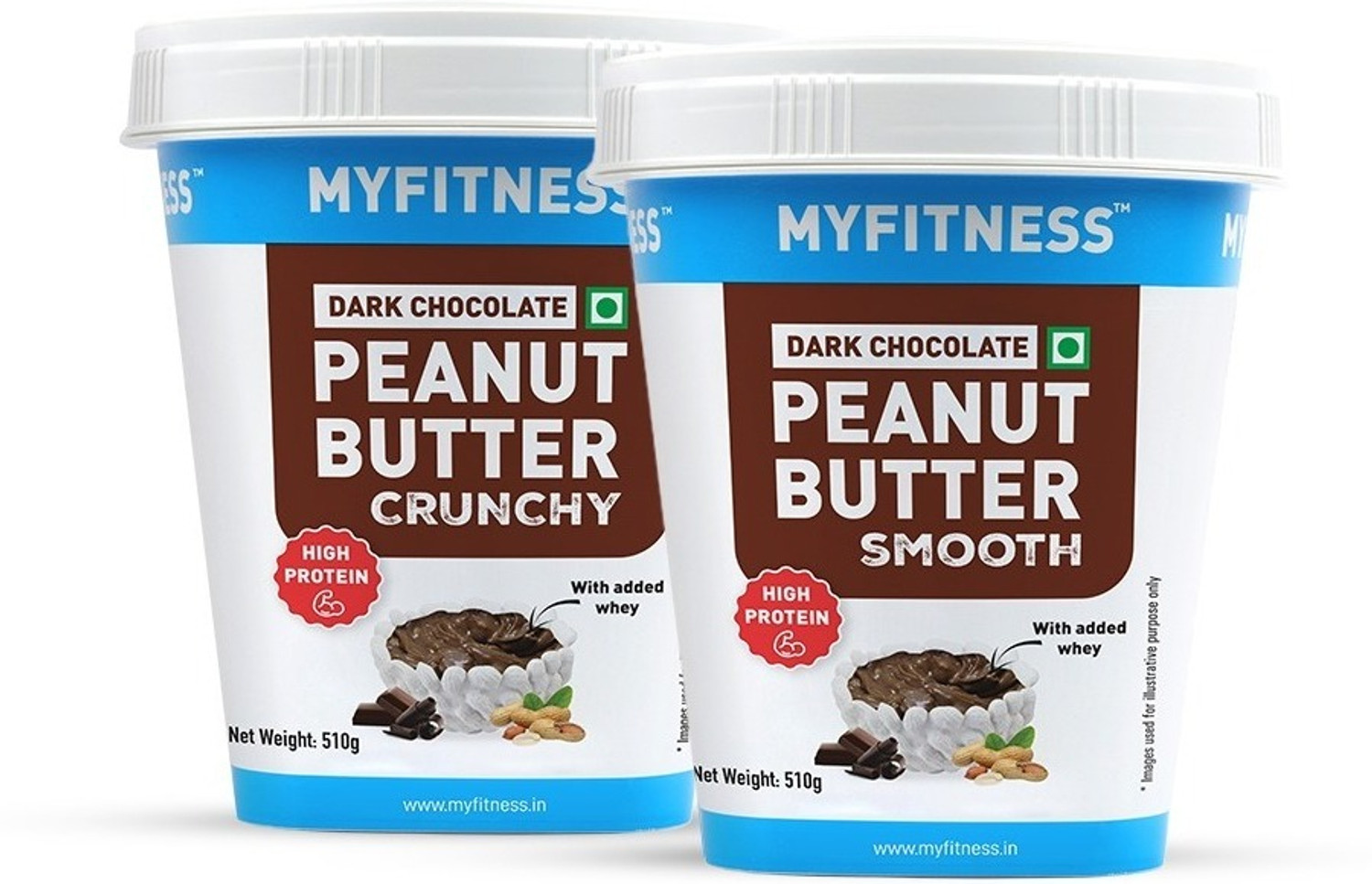 Image of MYFITNESS PEANUT BUTTER Dark Chocolate Smooth & Dark Chocolate Crunchy | Combo