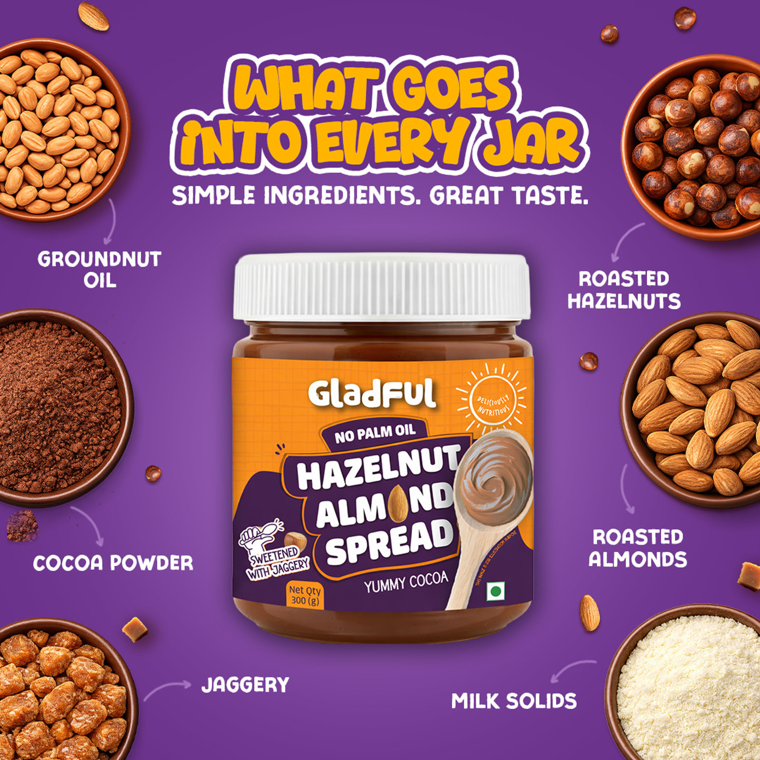 Image of Gladful Zero Palm Oil Hazelnut Almond Spread