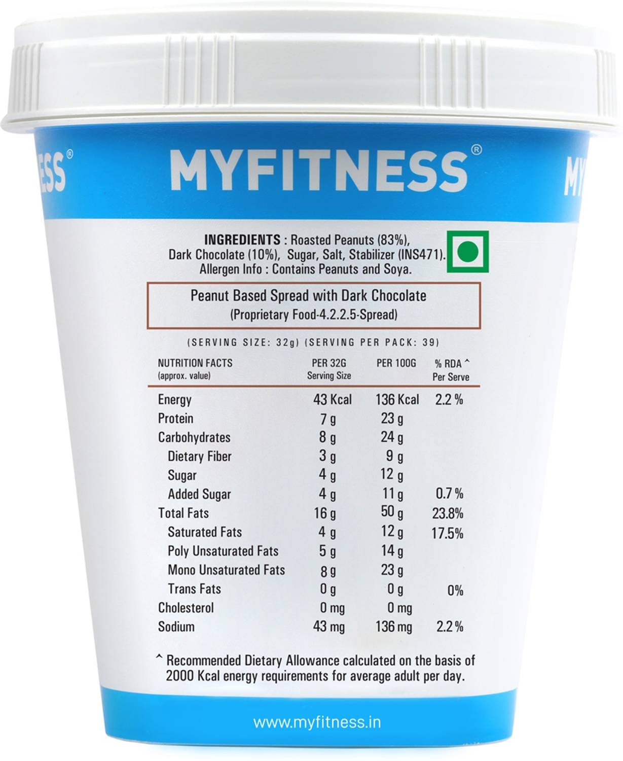 MyFitness Chocolate Peanut Butter (Crunchy) 510 g - Image 4