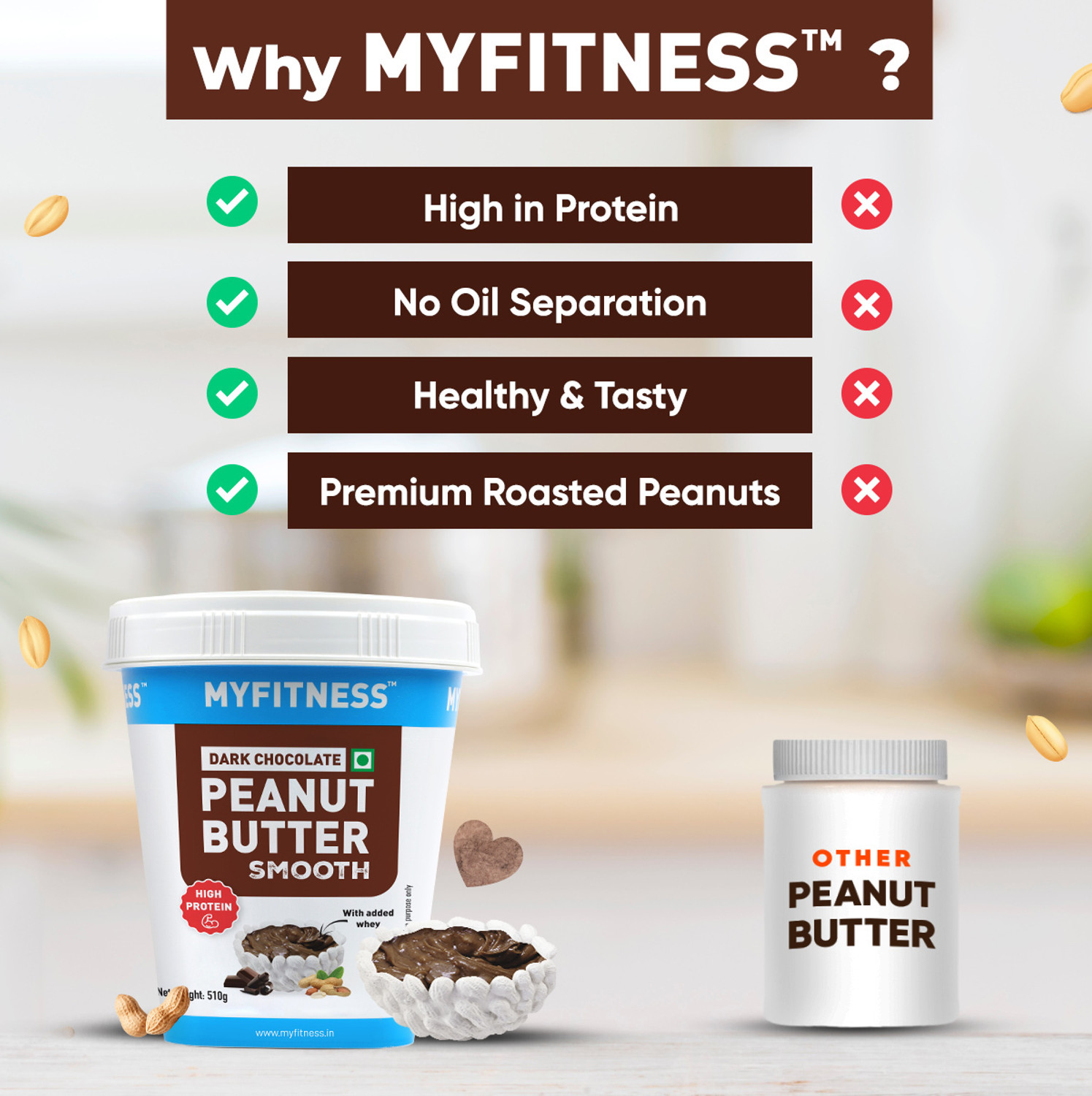 Image of MYFITNESS PEANUT BUTTER Dark Chocolate Smooth & Dark Chocolate Crunchy | Combo