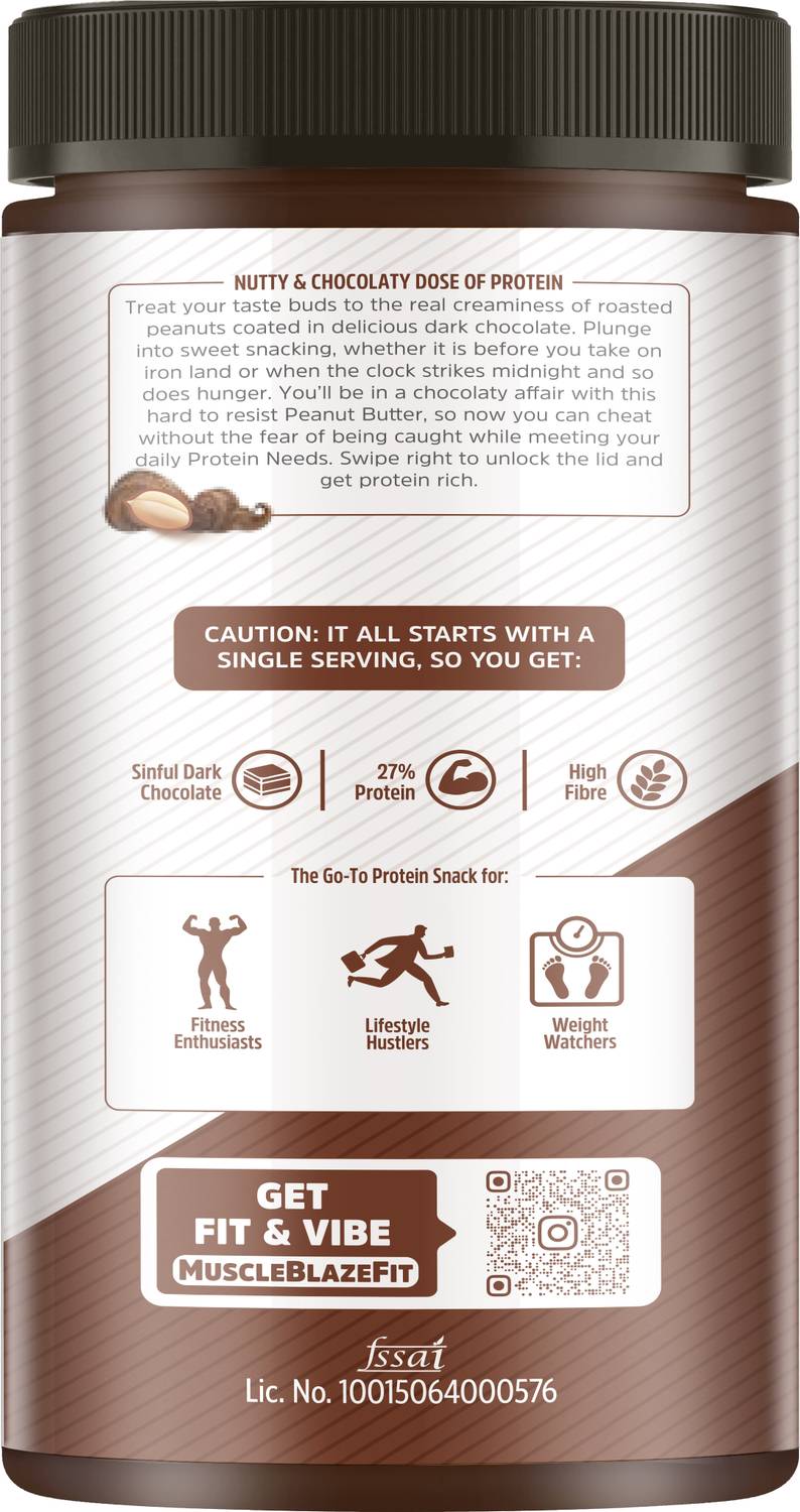 MUSCLEBLAZE High Protein Peanut Butter (Dark Chocolate) 750g - Image 3