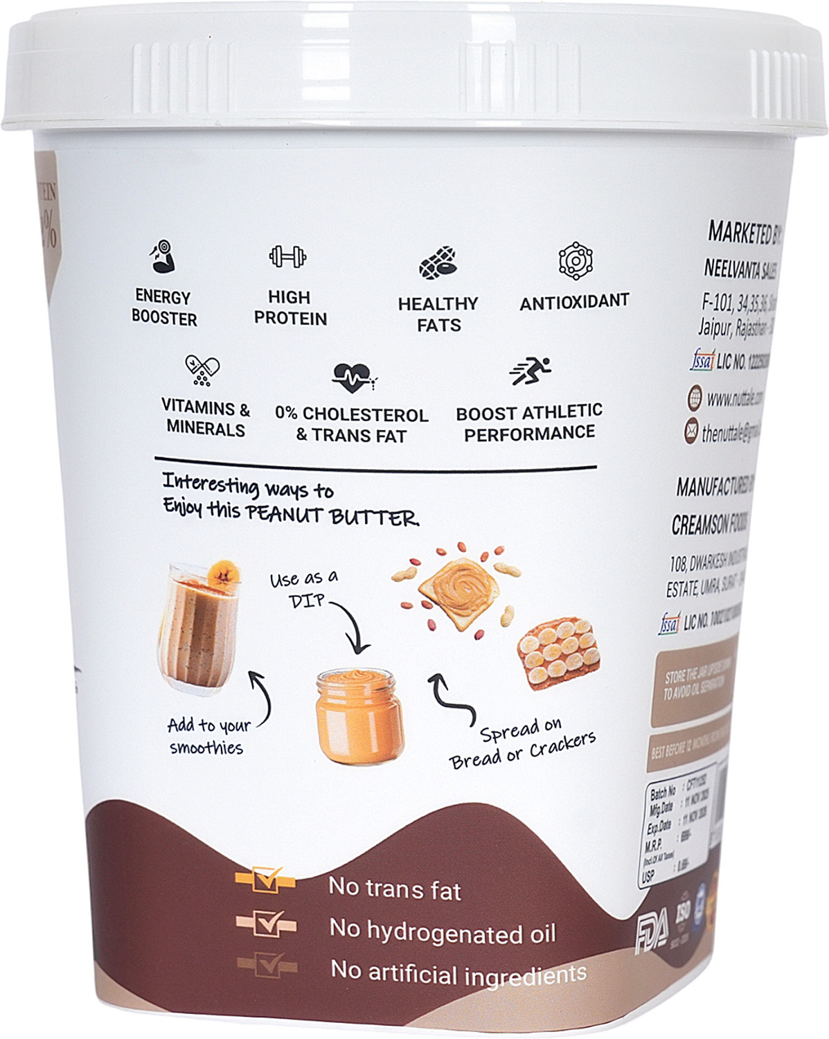 Image of The Nut Tale Nut Tale Cookies & Cream Peanut Butter 1 kg | Real Cookie | High Protein |