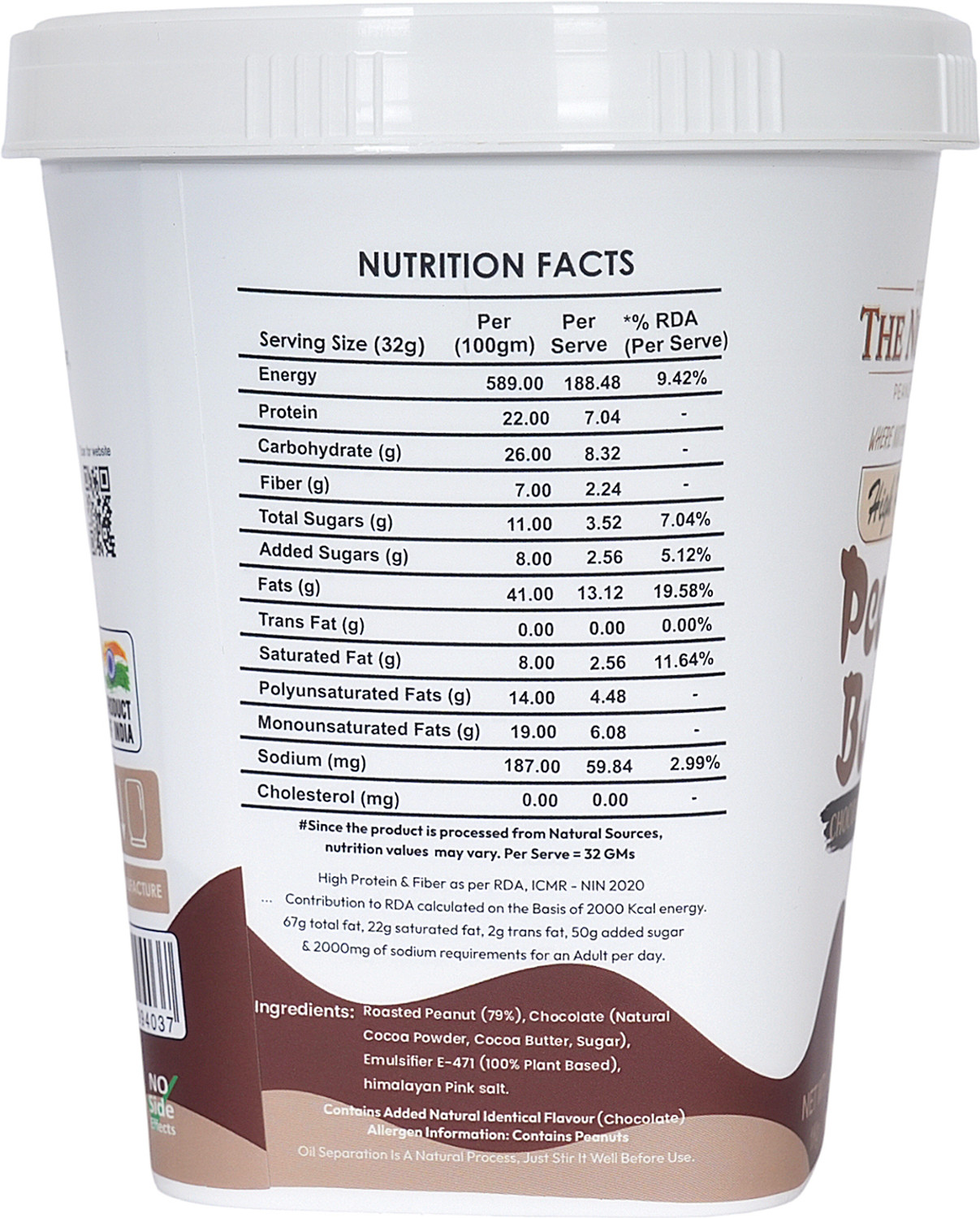 Image of The Nut Tale Nut Tale Cookies & Cream Peanut Butter 1 kg | Real Cookie | High Protein |
