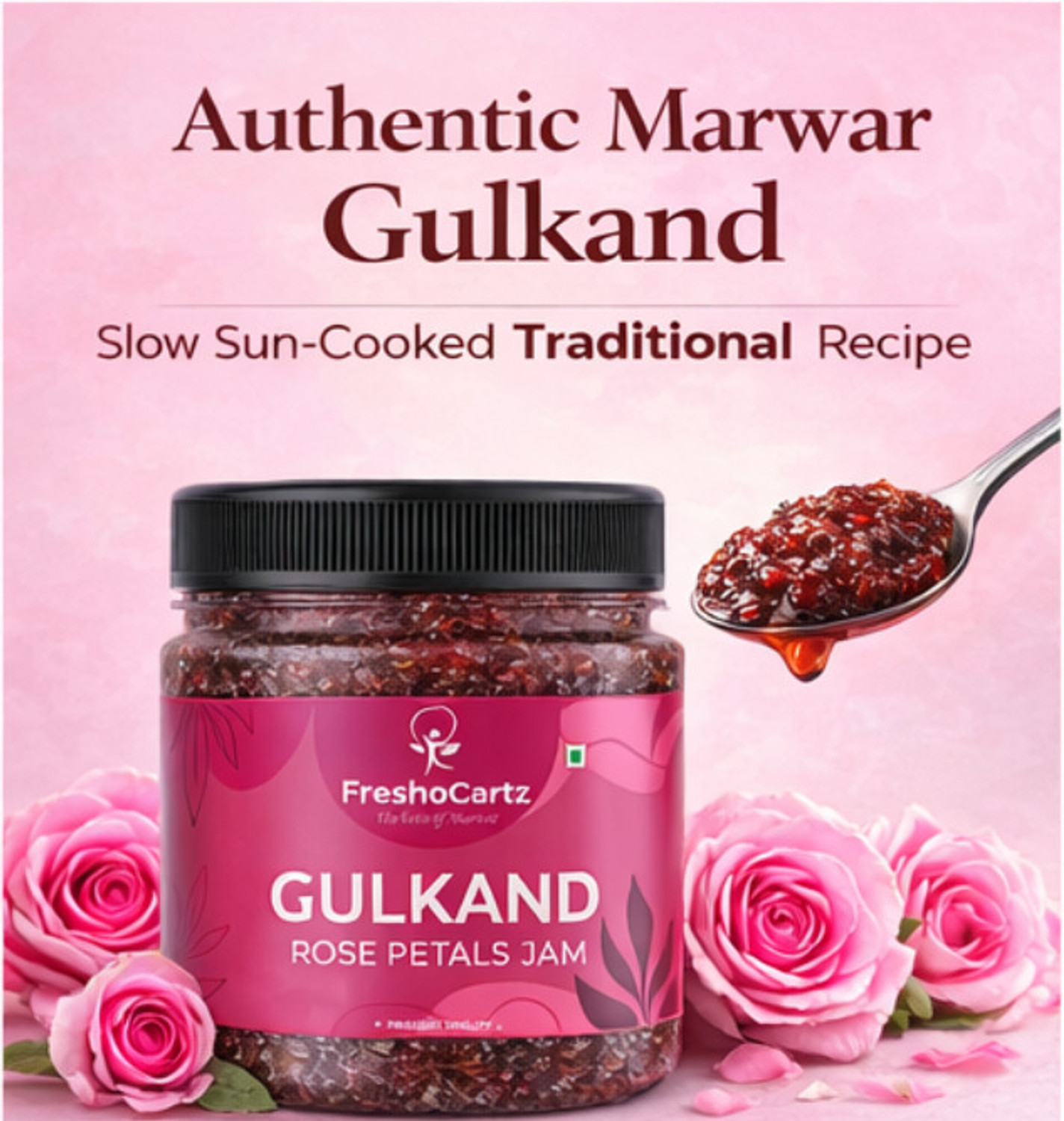 Image of FreshoCartz Organic Gulkand (Made with Rose Petals and Mishri) | Rose Petal Jam