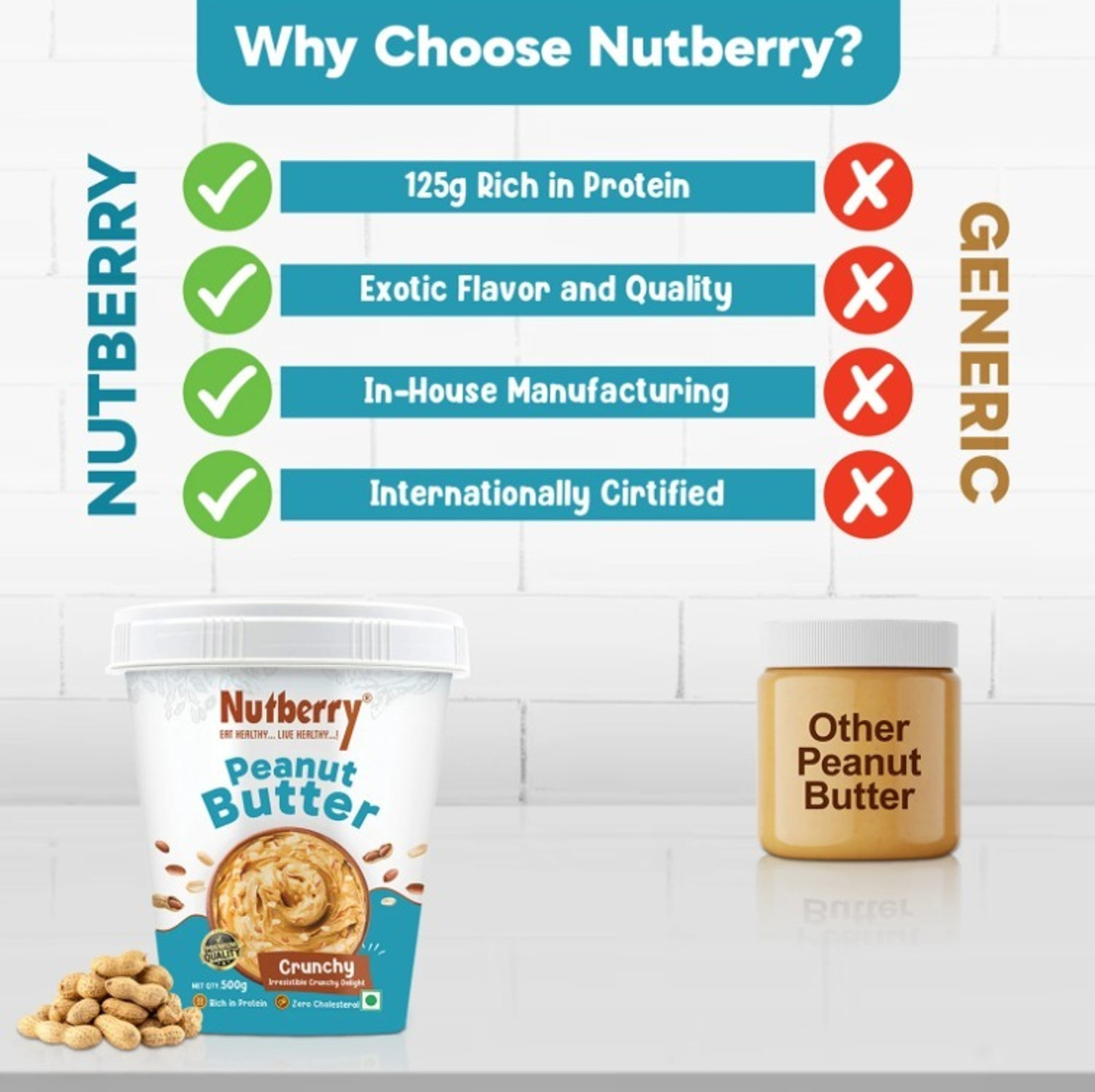 Image of Nutberry Peanut Butter Crunchy 500g