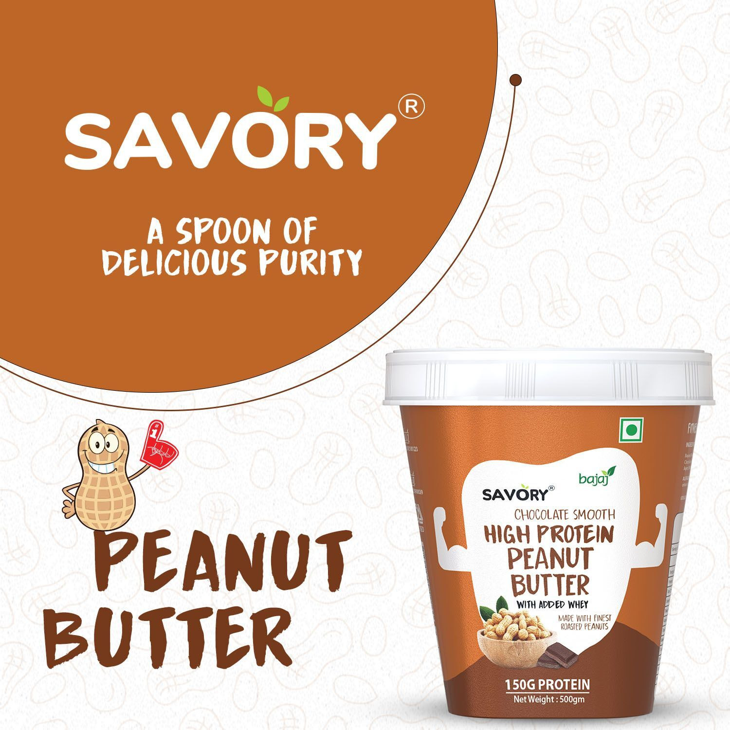 Image of Savory Chocolate Smooth Peanut Butter | High in Protein | Healthy Chocolate Spread | 500 g