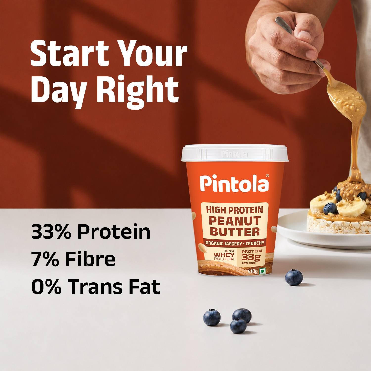 Pintola High Protein Peanut Butter (Organic Jaggery, Crunchy) - Image 3