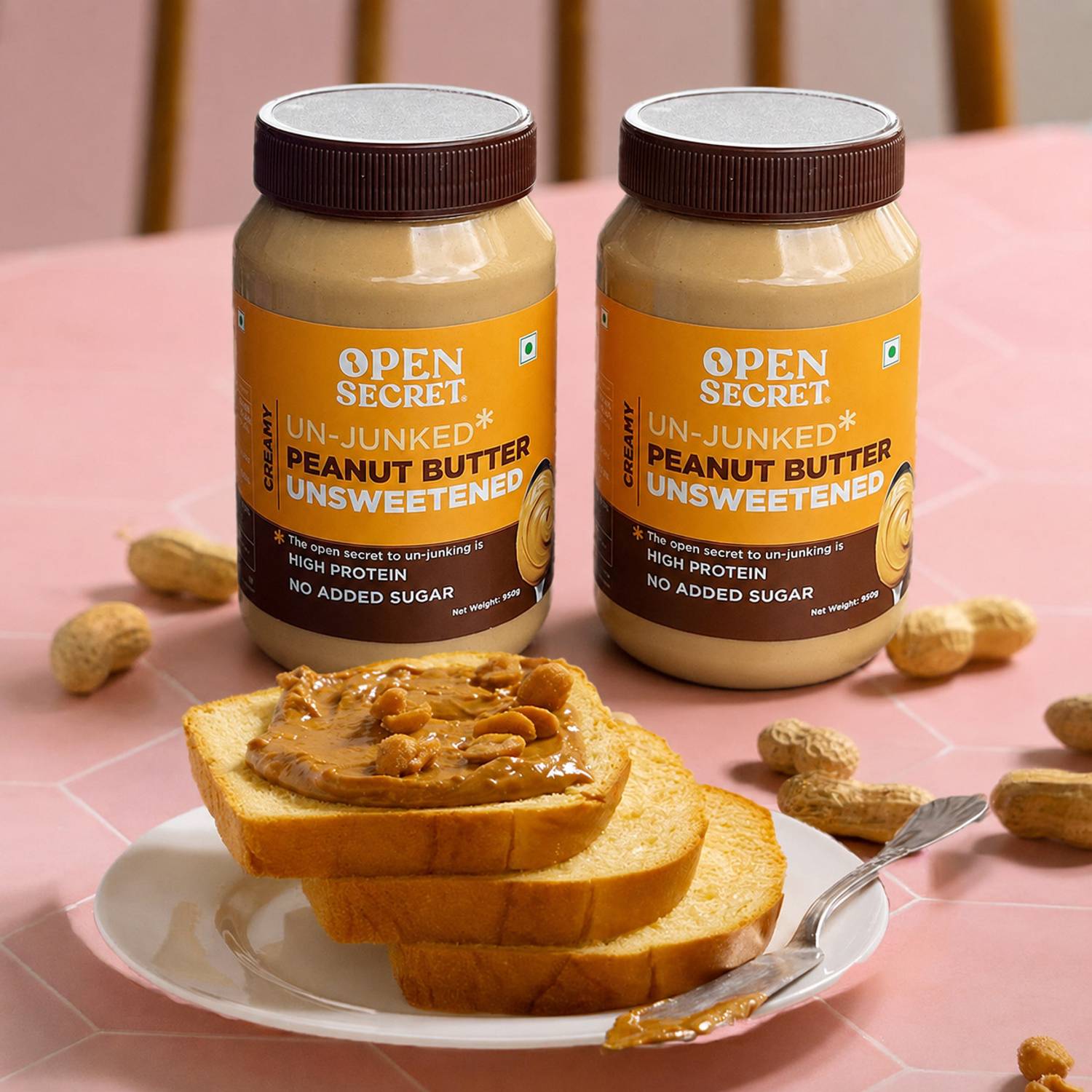 OPEN SECRET Unsweetened High Protein Creamy Peanut Butter 1.9 kg - Image 2