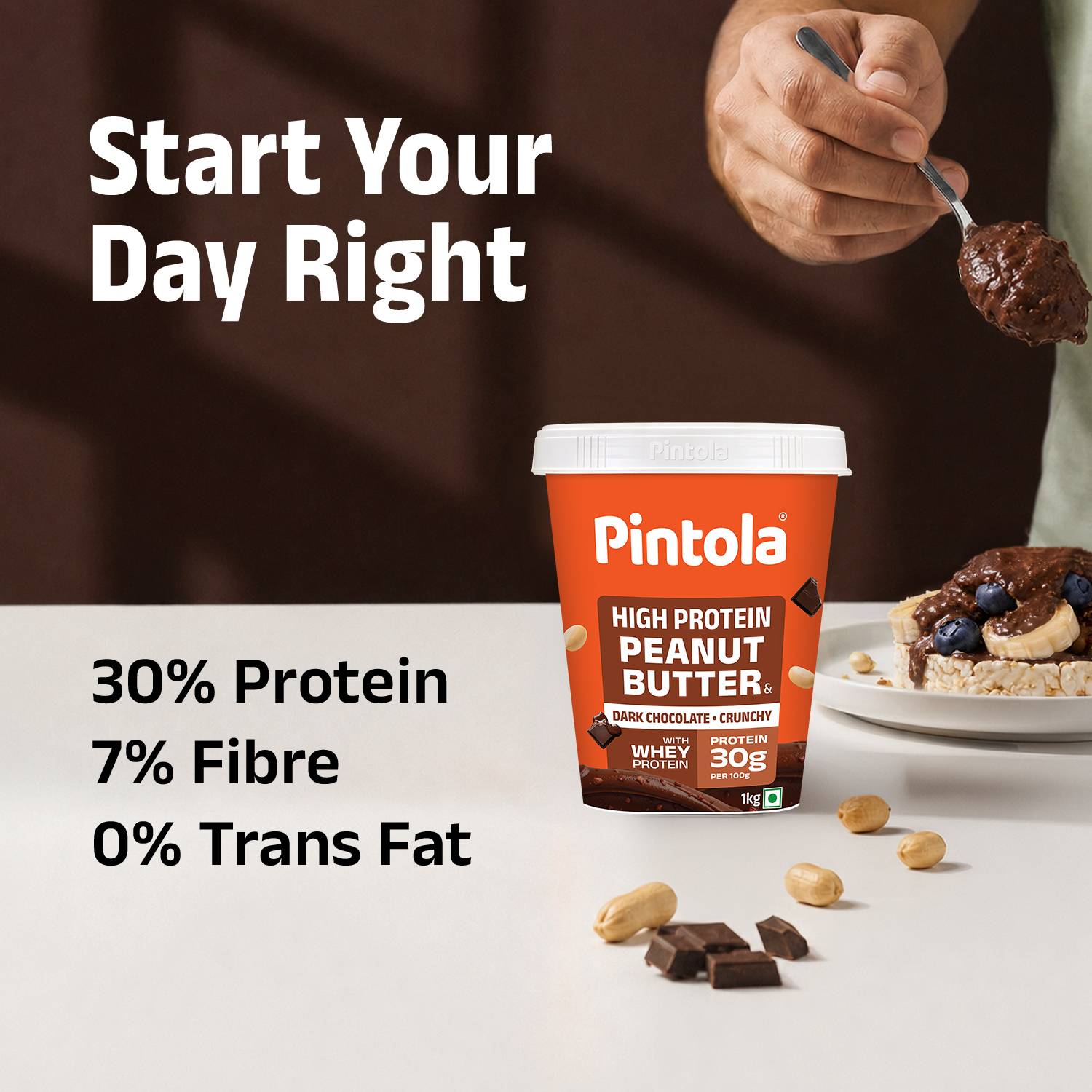Pintola High Protein Peanut Butter Dark Chocolate (Crunchy) 1 kg - Image 3