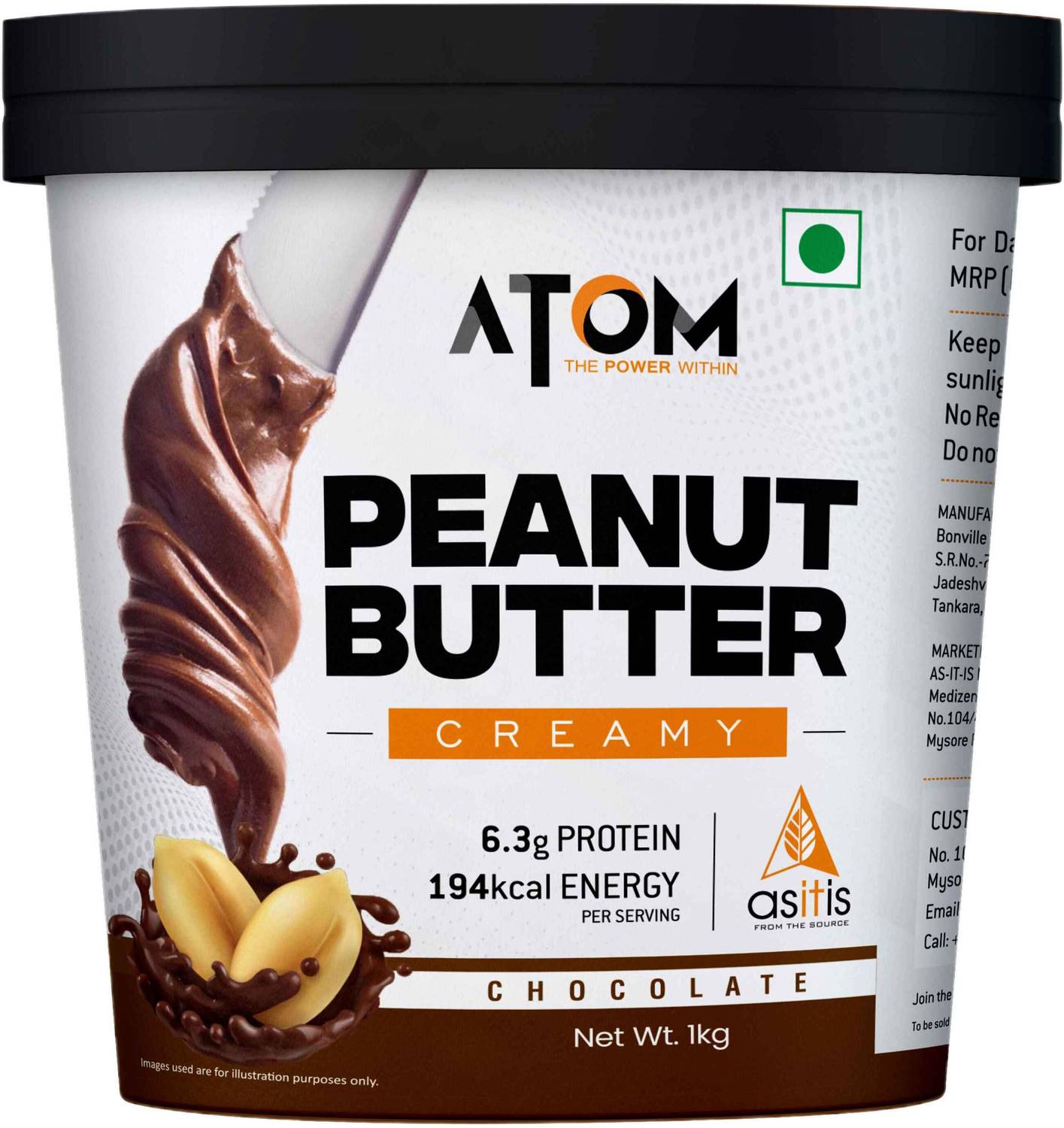 AS-IT-IS Nutrition ATOM Chocolate Peanut Butter Creamy 1Kg