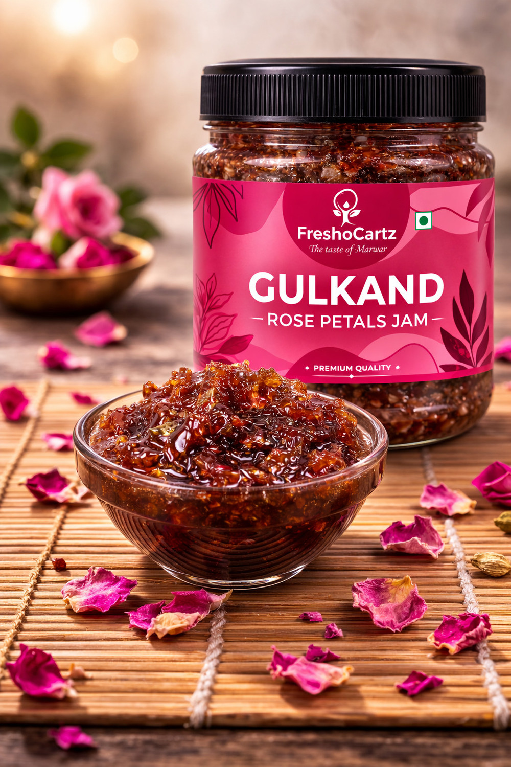 Image of FreshoCartz Organic Gulkand (Made with Rose Petals and Mishri) | Rose Petal Jam