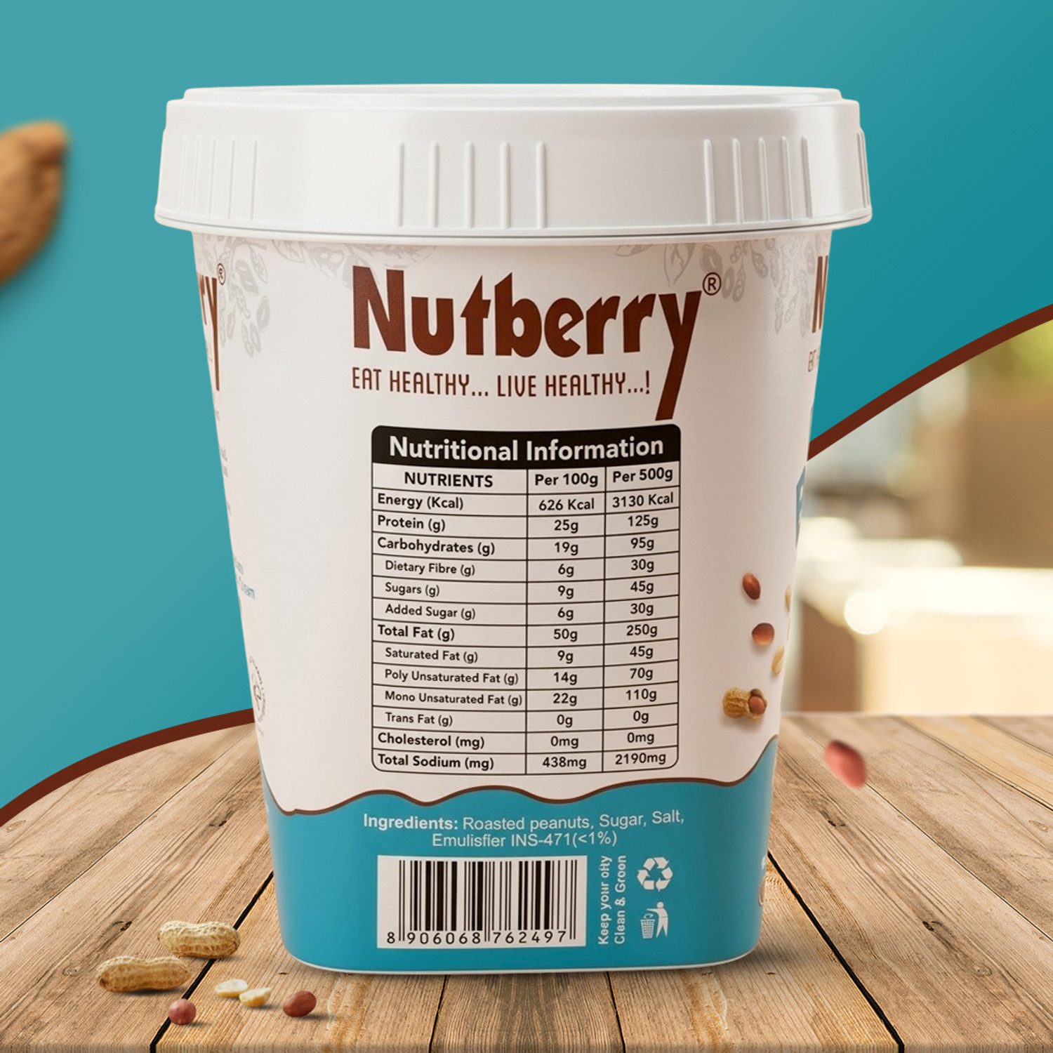 Image of Nutberry Peanut Butter Crunchy 500g