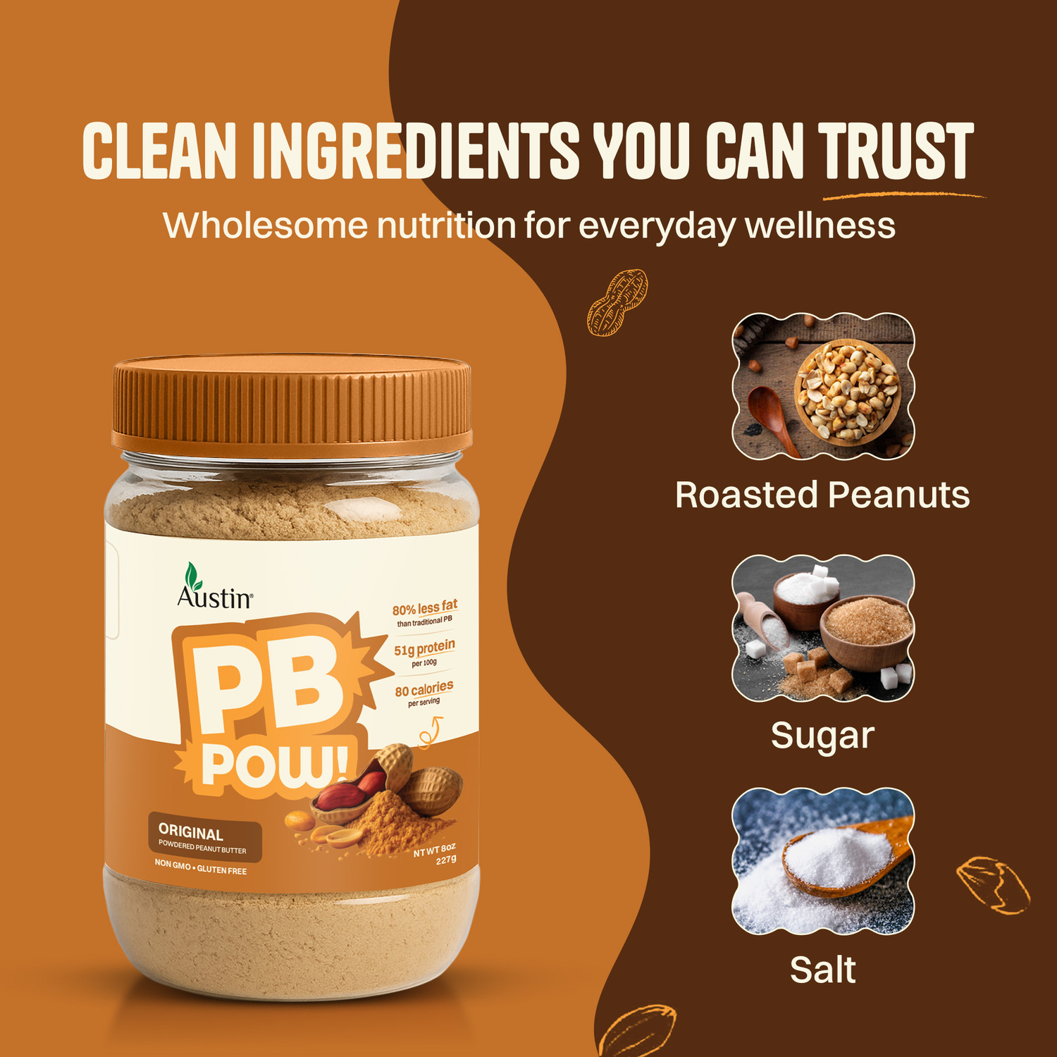 Image of PBPow Original Peanut Butter Powder | Gluten Free, Healthy Snacking | 115g Protein in