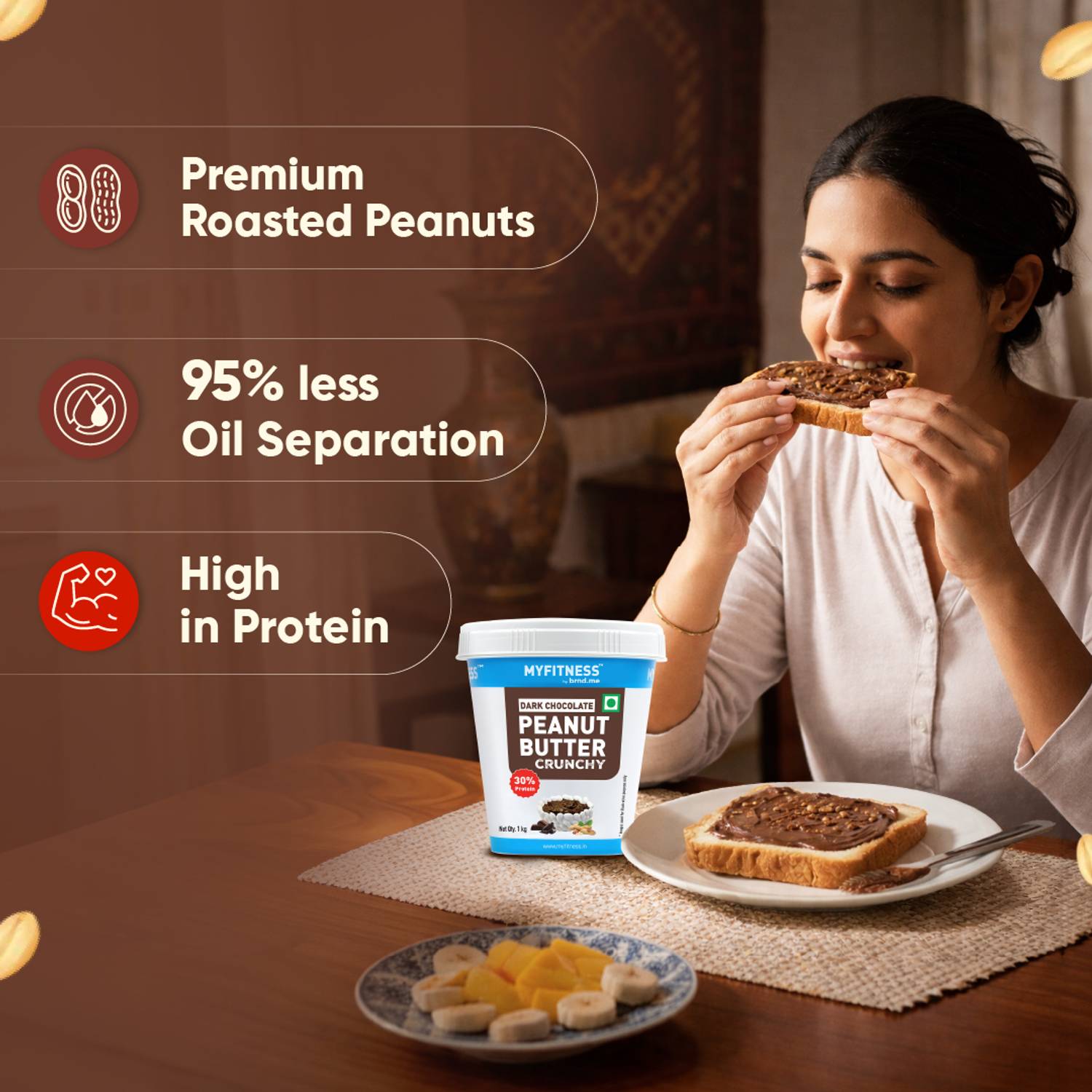 MYFITNESS Peanut Butter Dark Chocolate Crunchy Spread, 30g - Image 3