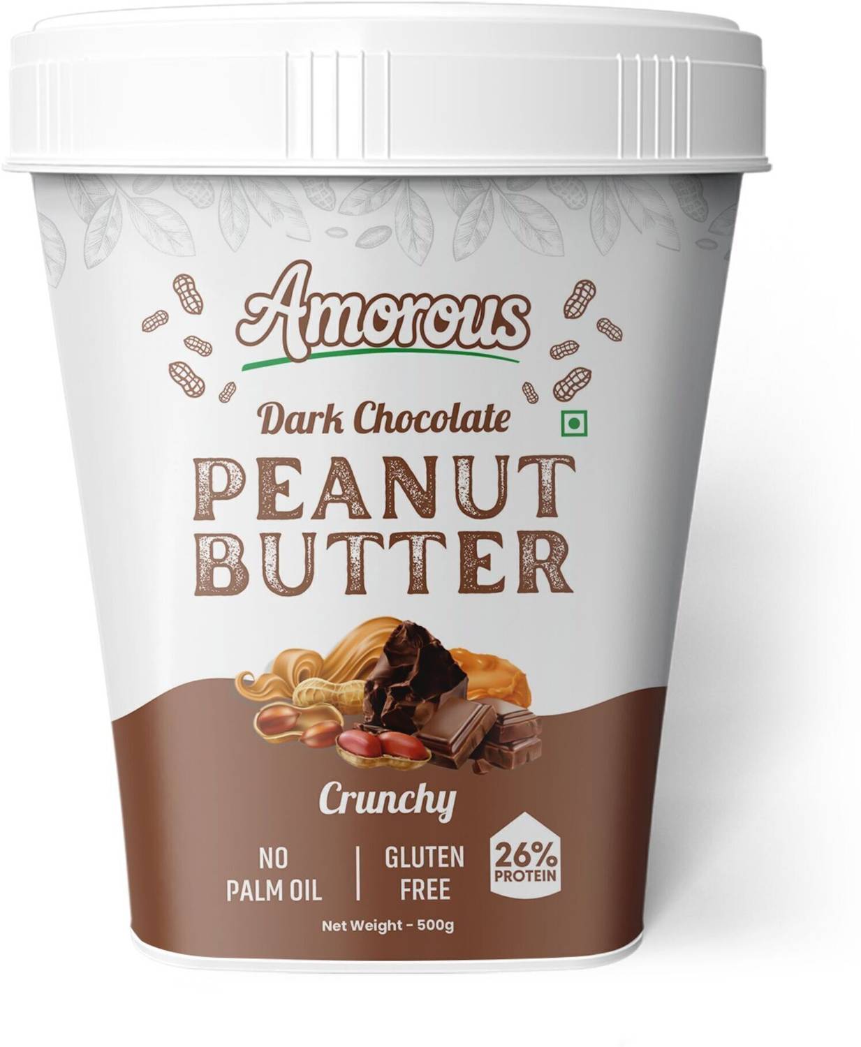 AMOROUS High Protein Dark Chocolate Crunchy Peanut Butter( 500G)