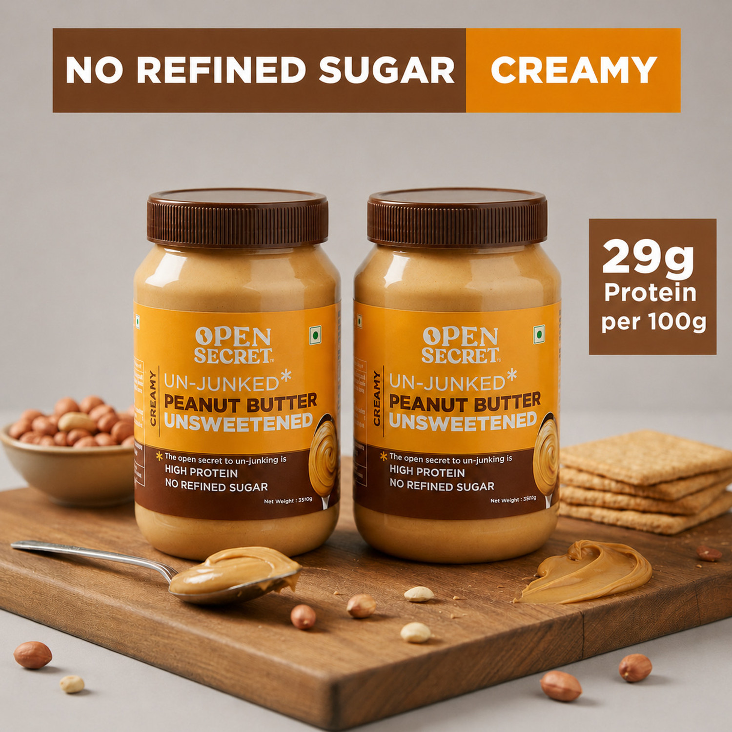 Image of OPEN SECRET Unsweetened High Protein Creamy Peanut Butter