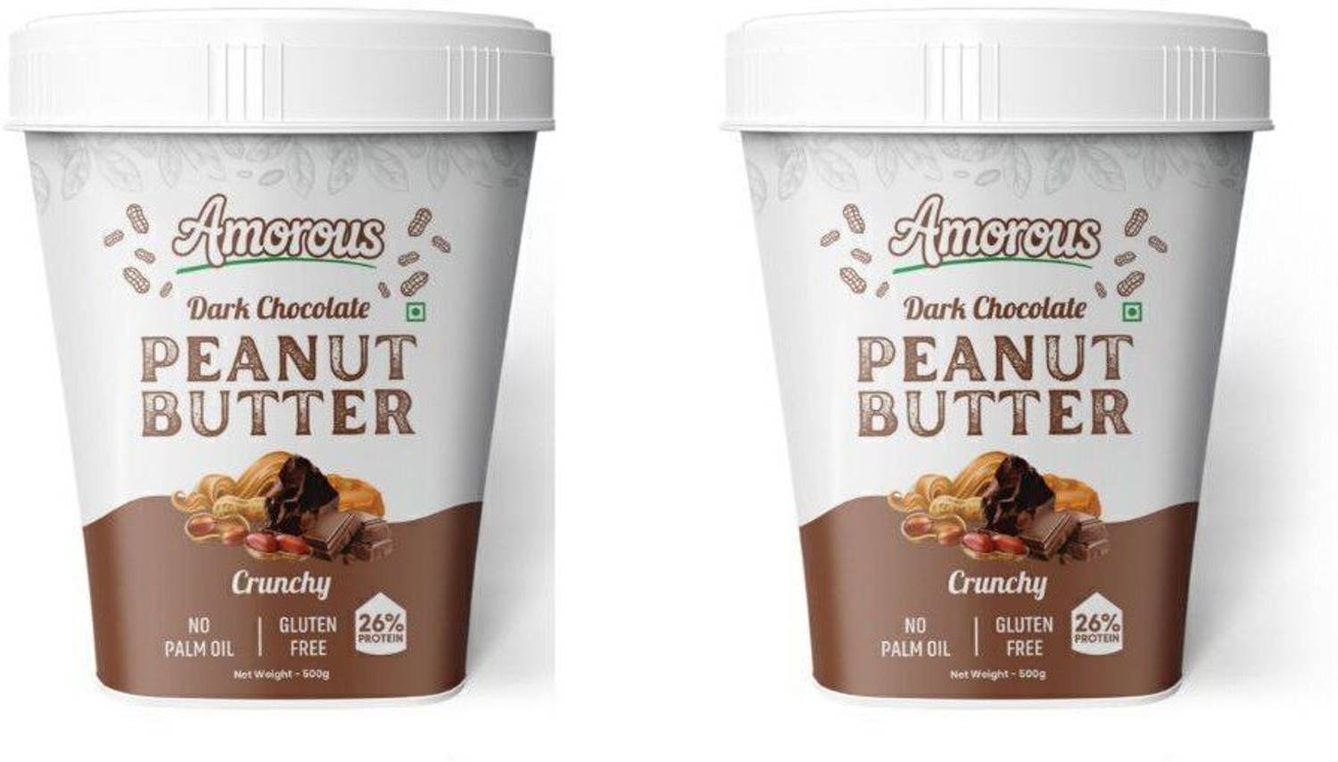 AMOROUS High Protein Peanut Butter( Dark Chocolate Crunchy (1 kg, Pack Of 2)