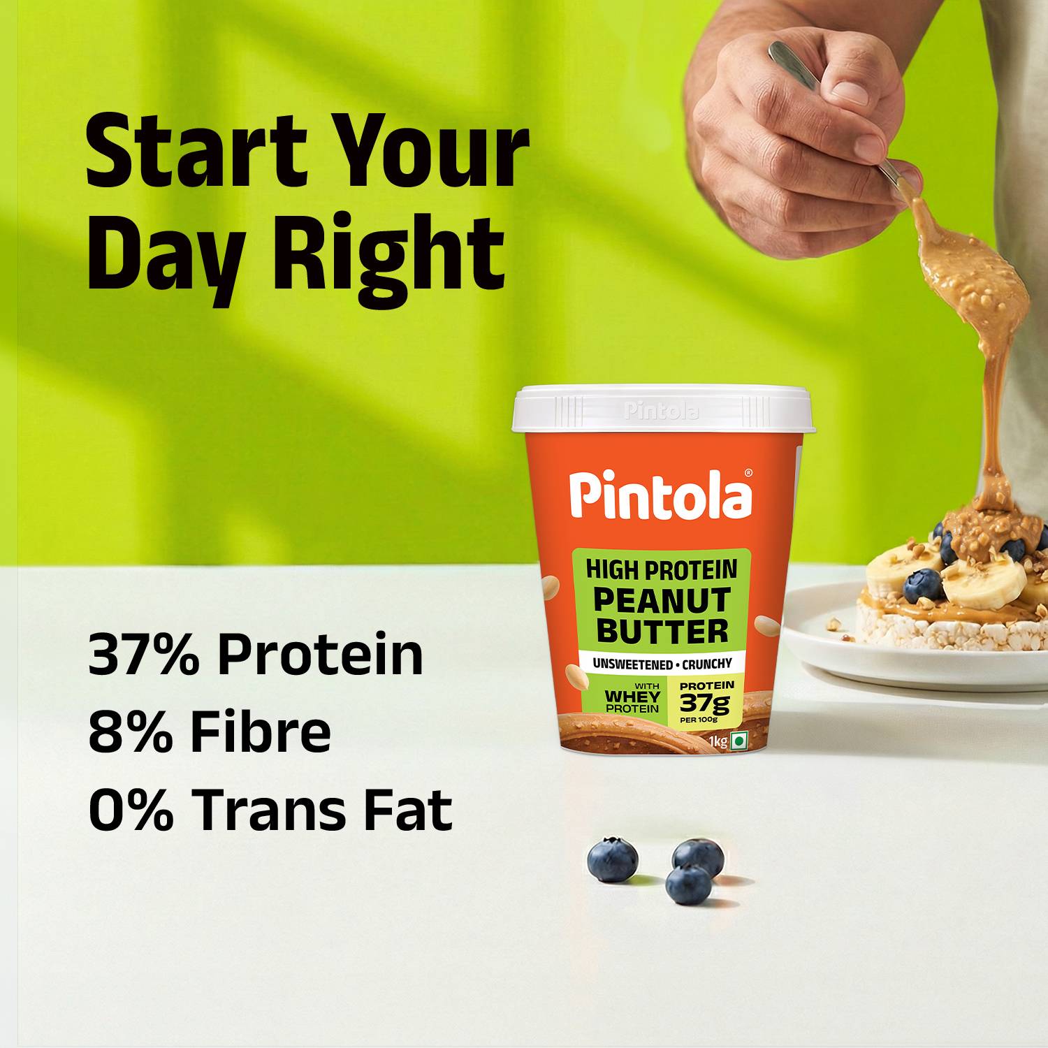 Pintola All Natural HIGH Protein Peanut Butter (Crunchy) 1 kg - Image 3
