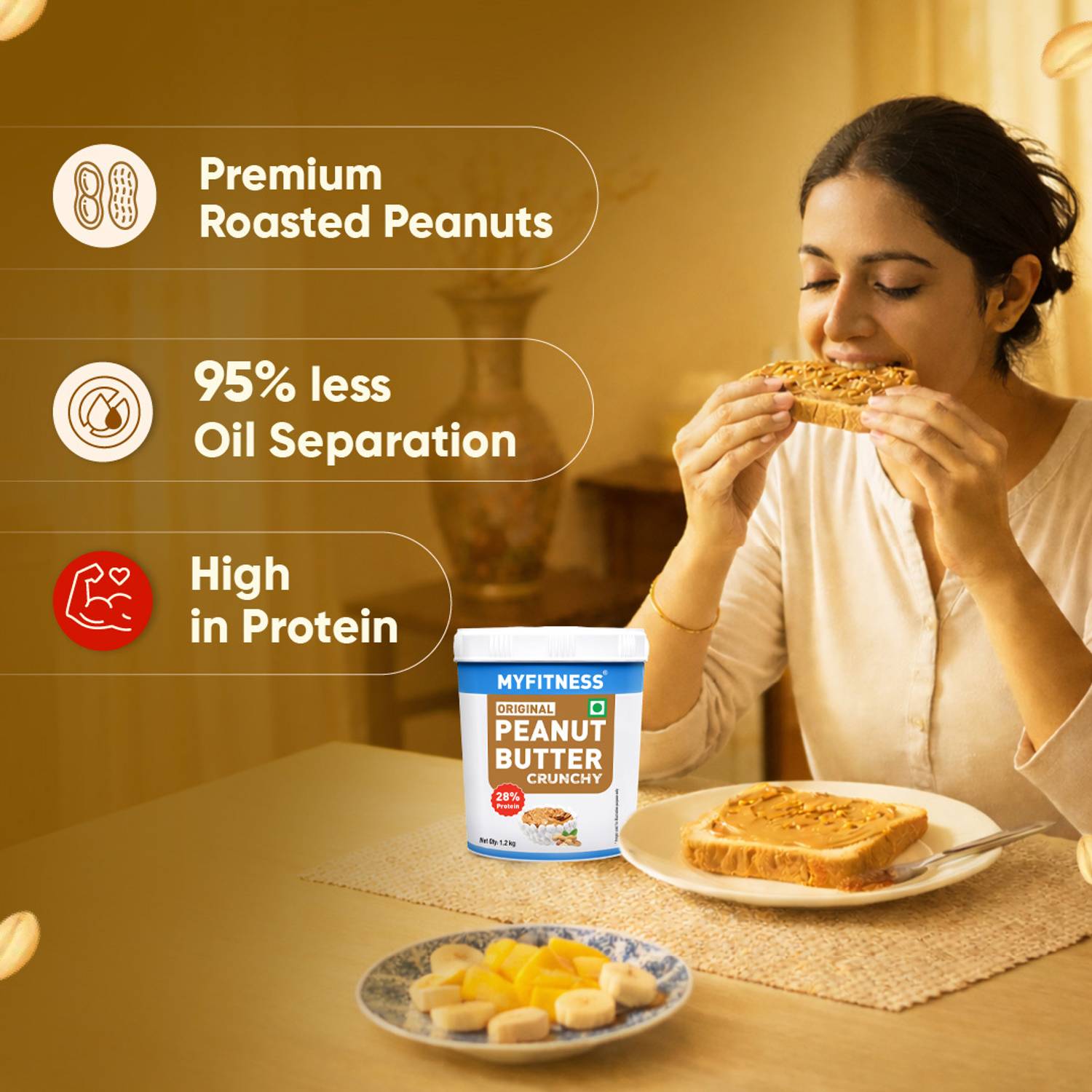 MYFITNESS Original Peanut Butter - Crunchy, 28g - Image 3