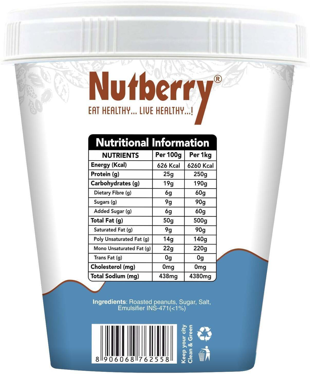 Image of Nutberry PEANUT BUTTER CRUNCHY 1KG AND CREAMY 1KG FREE COMBO