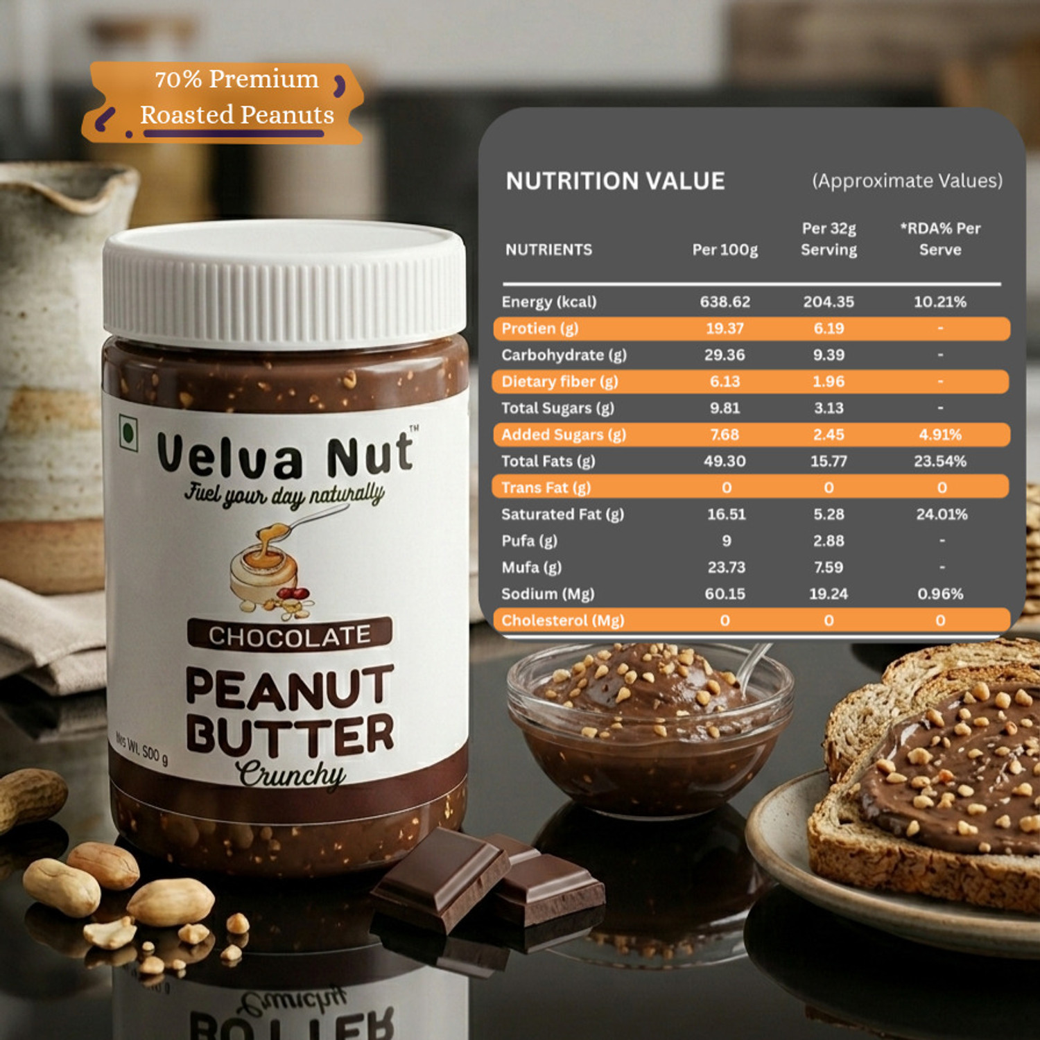 Image of Velva Nut Chocolate Crunchy Peanut Butter