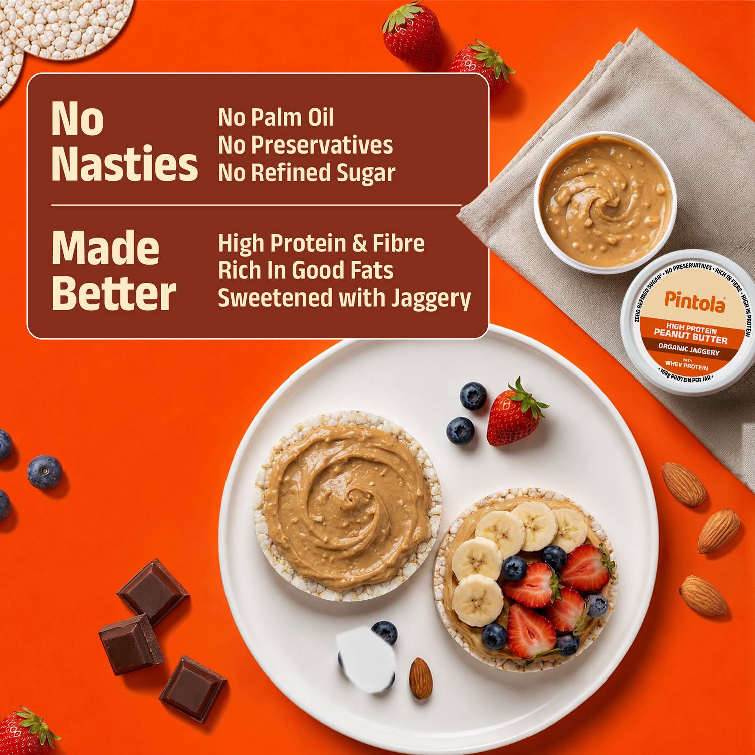 Pintola High Protein Peanut Butter (Organic Jaggery, Crunchy) - Image 4