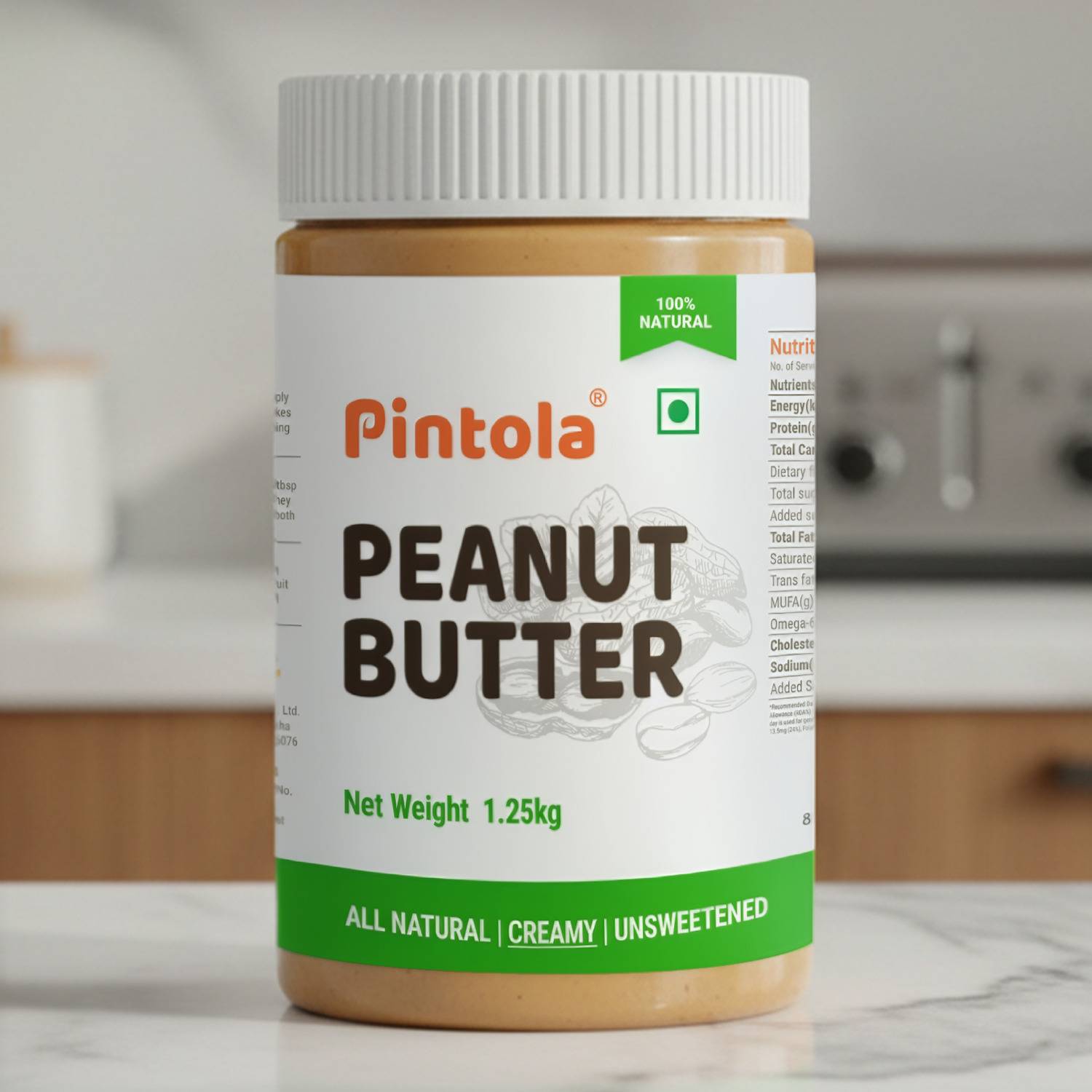 Pintola All Natural Peanut Butter (Creamy, Unsweetened) - Image 1