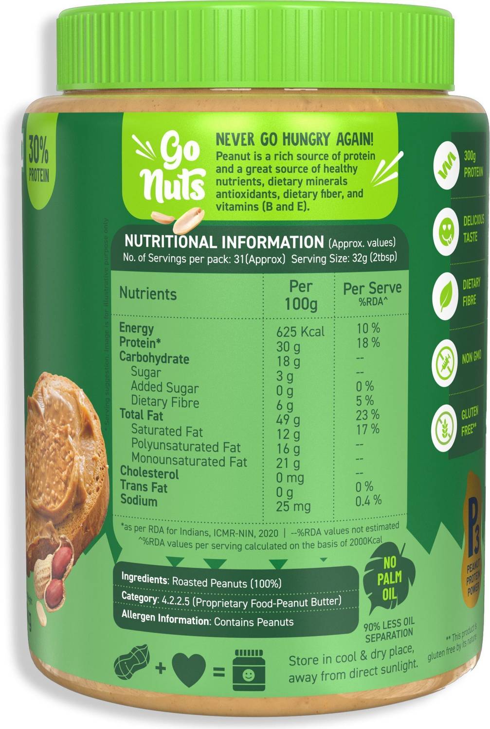 ALPINO Natural Peanut Butter Crunch Unsweetened - Image 3