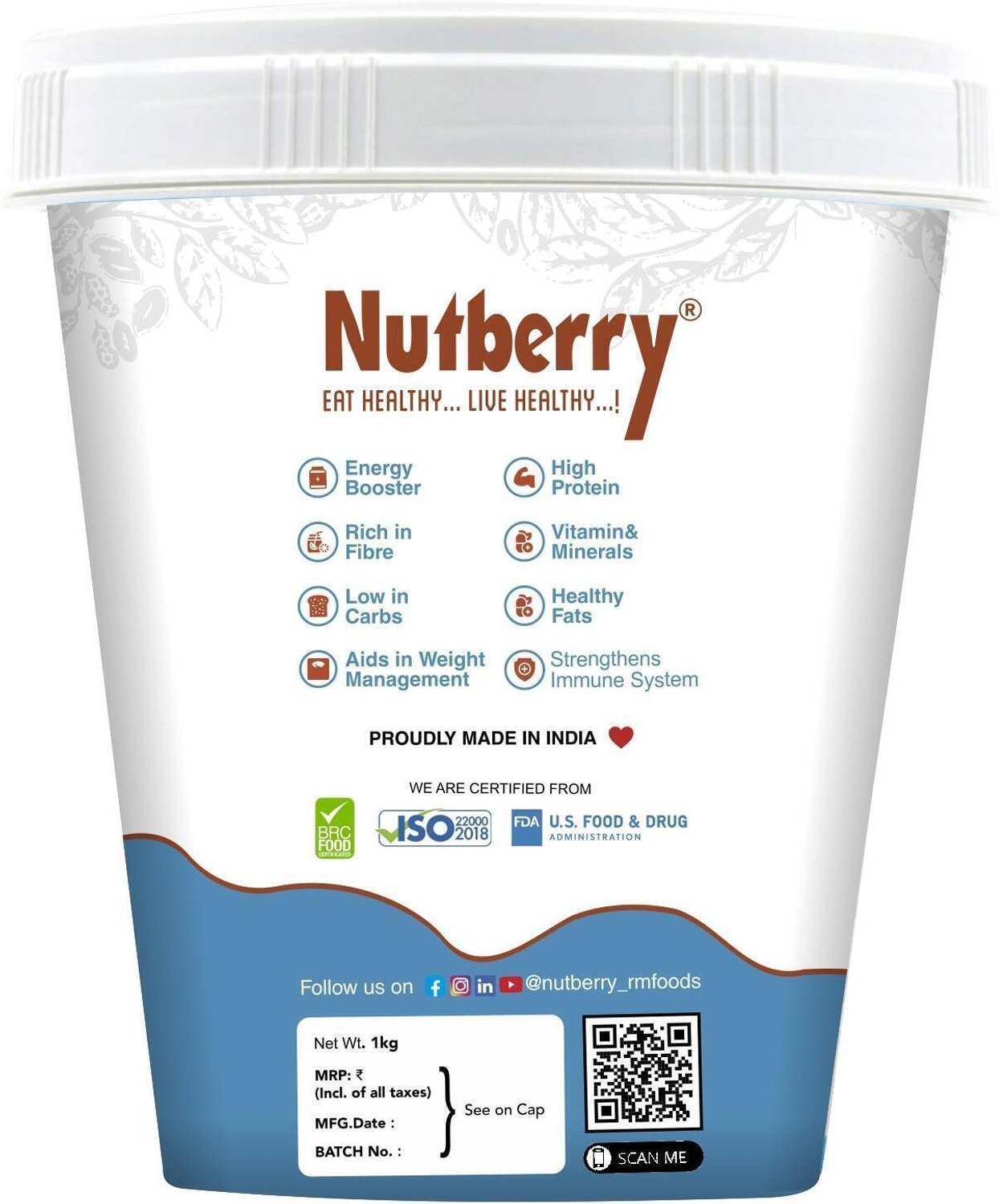 Image of Nutberry PEANUT BUTTER CRUNCHY 1KG AND CREAMY 1KG FREE COMBO