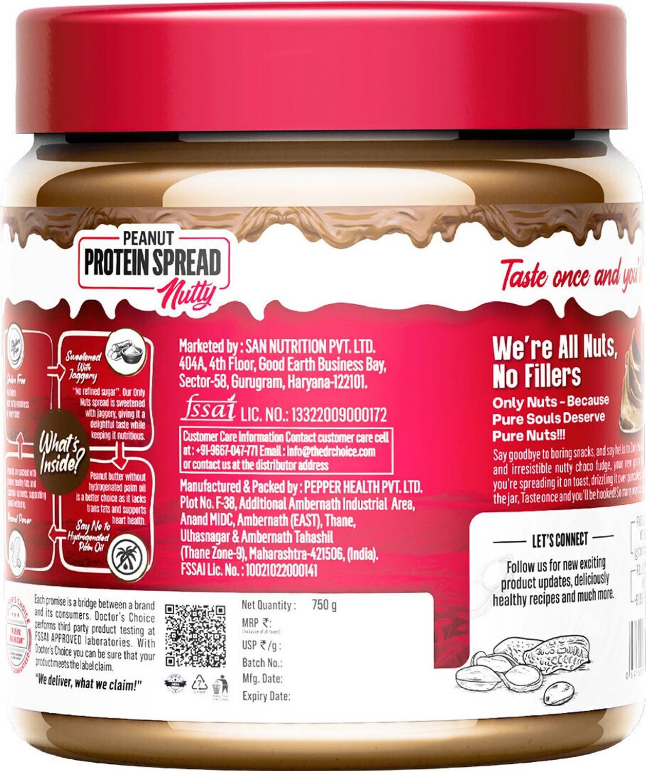 Doctor's Choice High Protein Peanut Butter (Chocolate Fudge Pack of 1 - Image 2