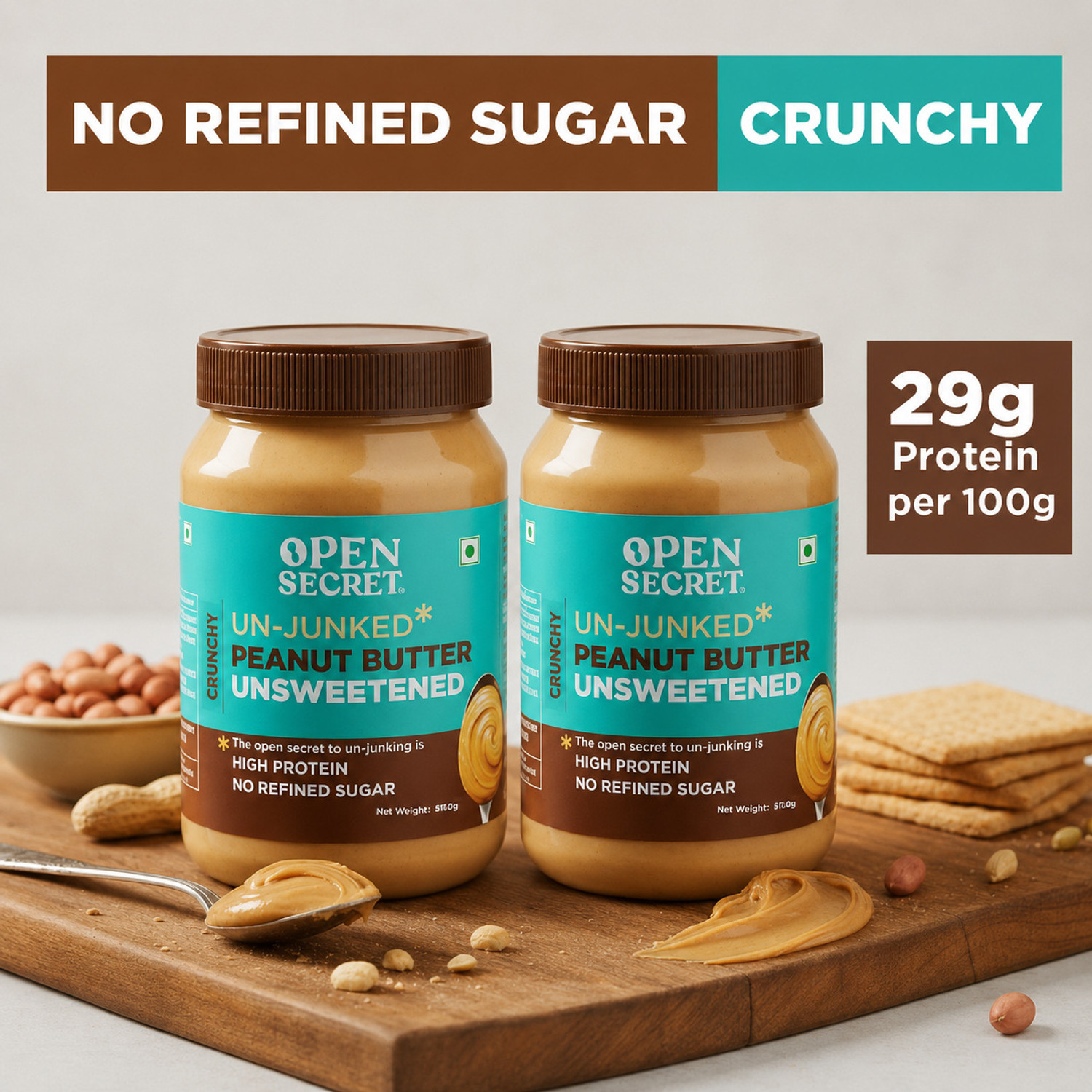 Image of OPEN SECRET Unsweetened High Protein Crunchy Peanut Butter