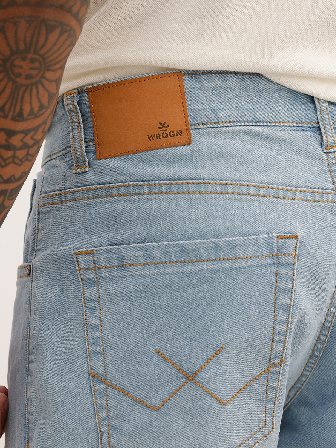 Image of WROGN Straight Fit Men Grey Jeans