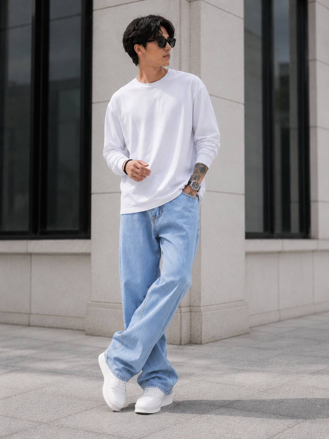 GARTEEN Loose Fit Men Light Blue Jeans - Image 4