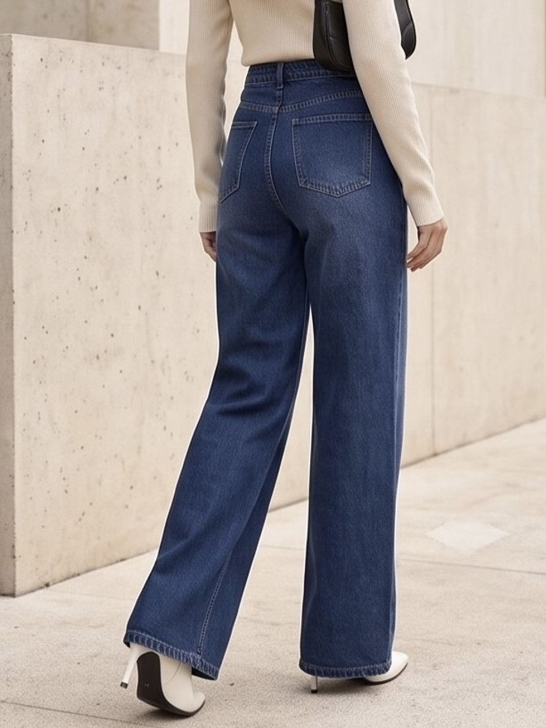 Image of MERCEL Wide Leg Women Blue Jeans