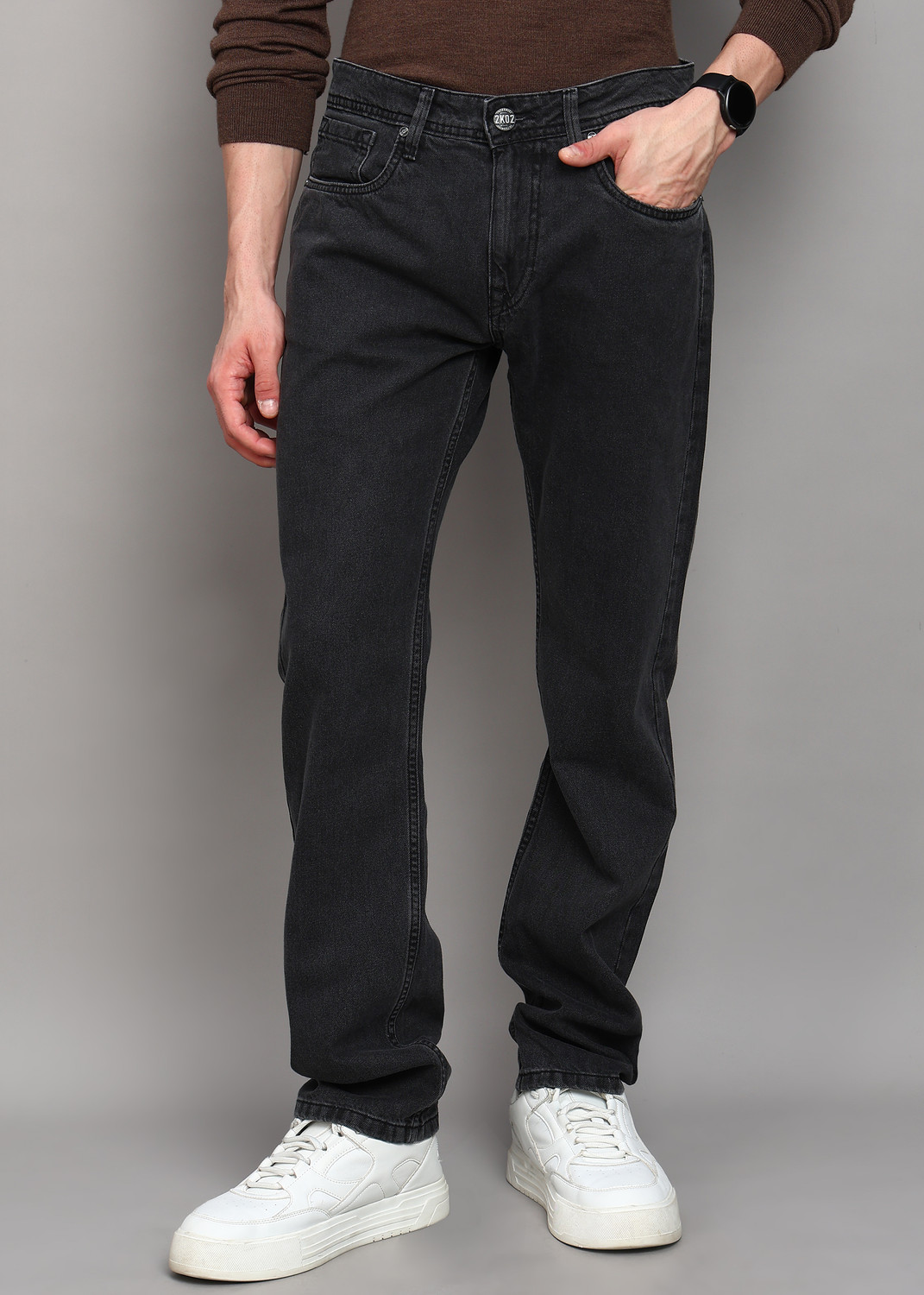 Image of INTEGRITI Men Straight Fit Mid Rise Grey Jeans