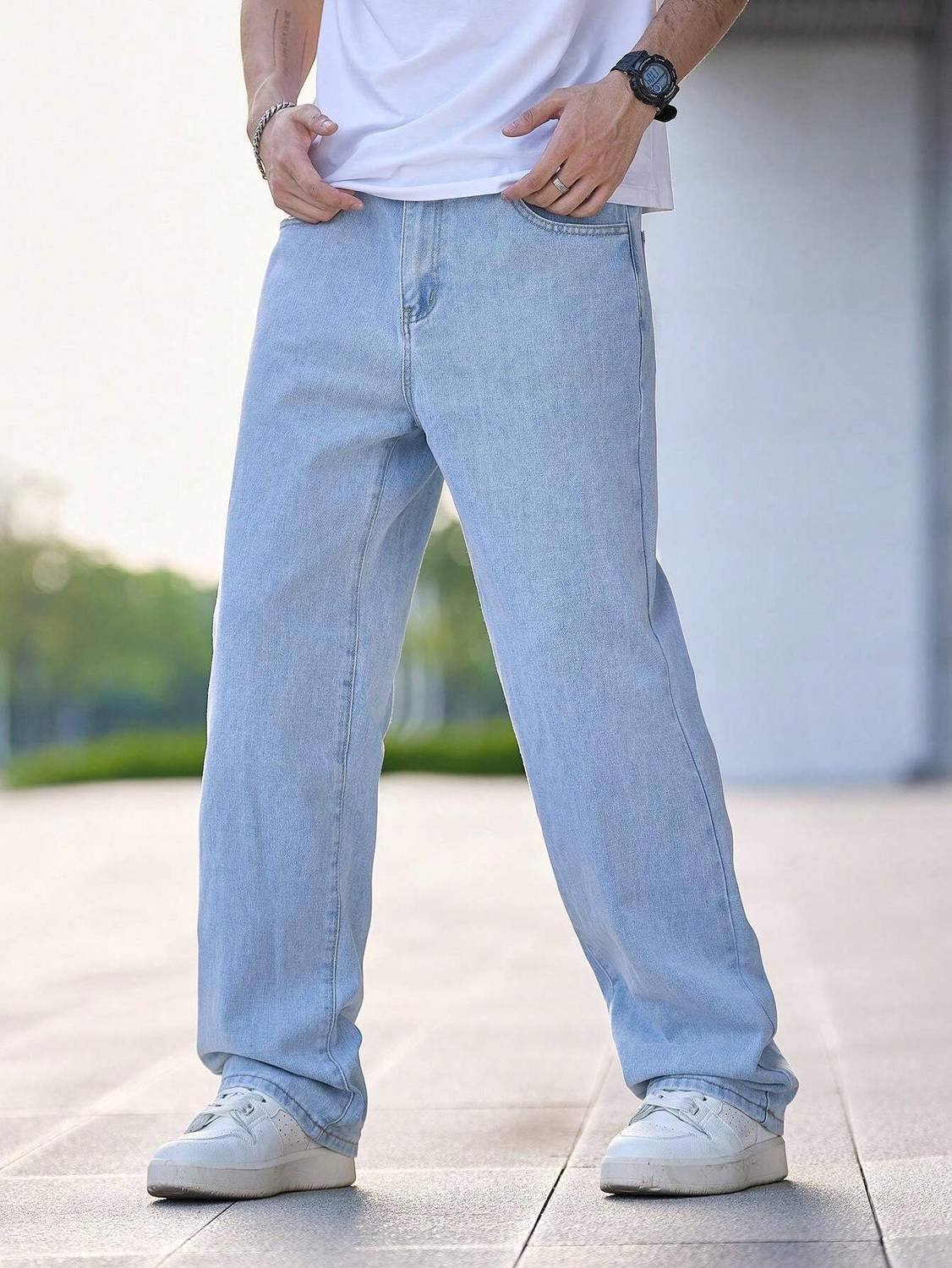 DENIM4MEN Straight Fit Light Blue Jeans - Image 4