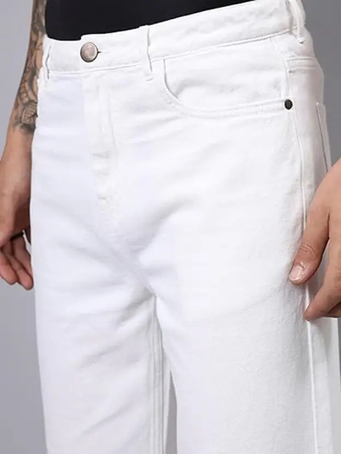 Image of CABRRR Loose Fit Men White Jeans