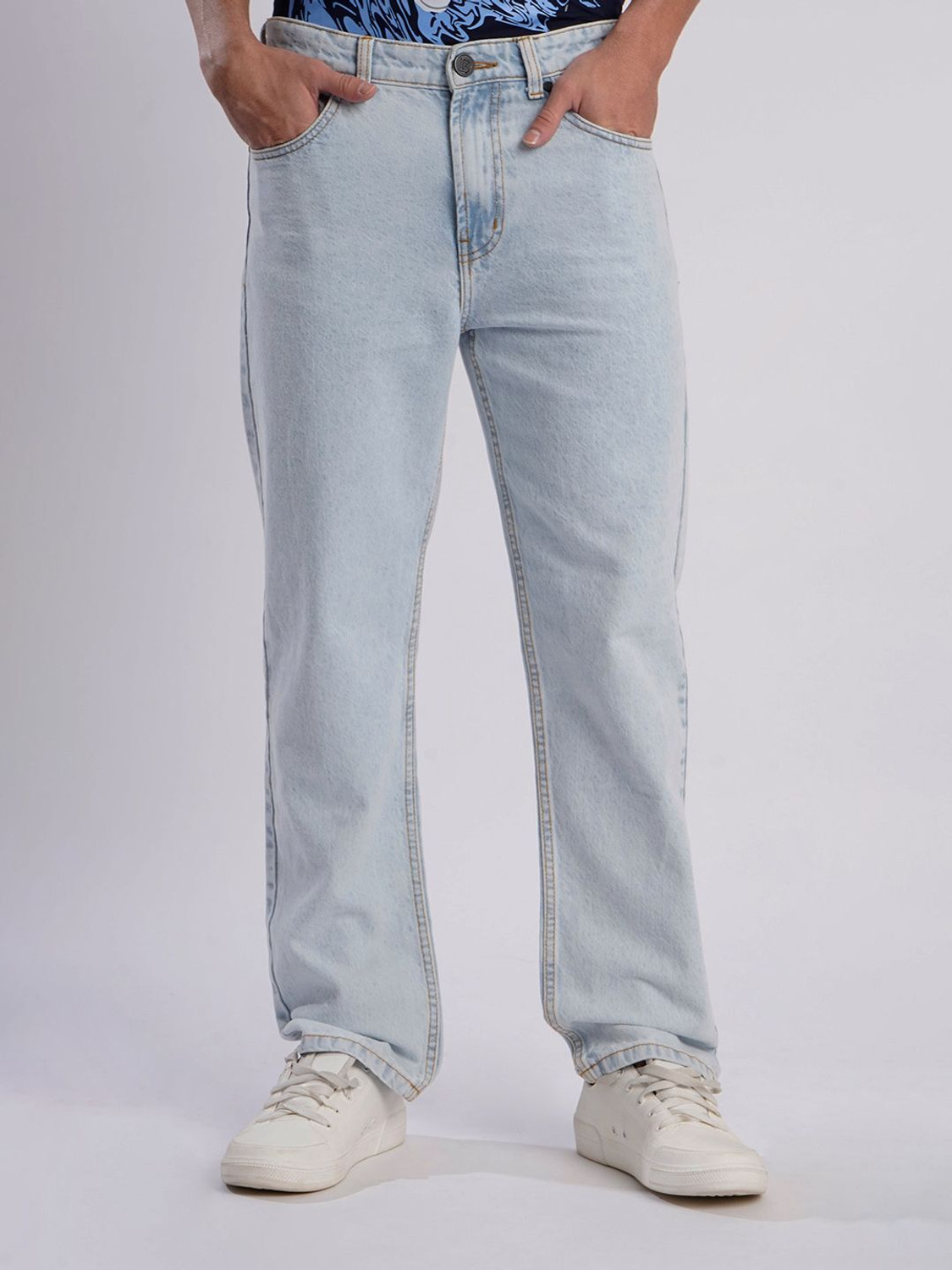 Image of Bene Kleed Straight Fit Men Light Blue Jeans