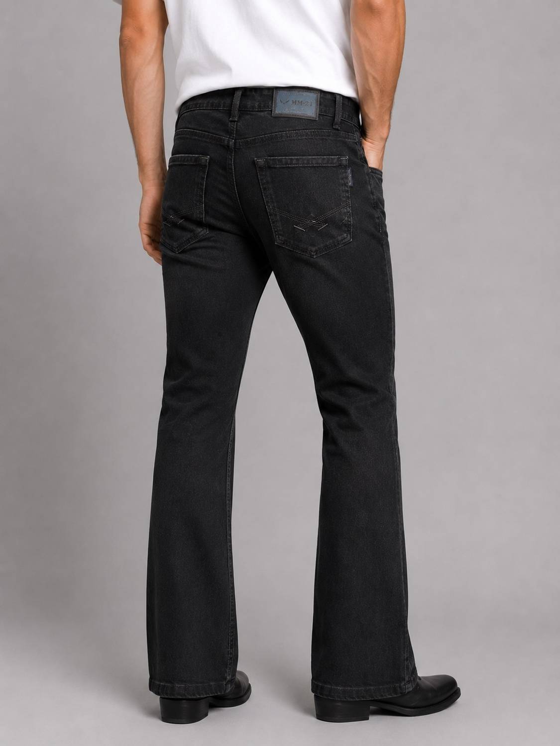 MM-21 Fashion Flared Black Jeans - Image 2