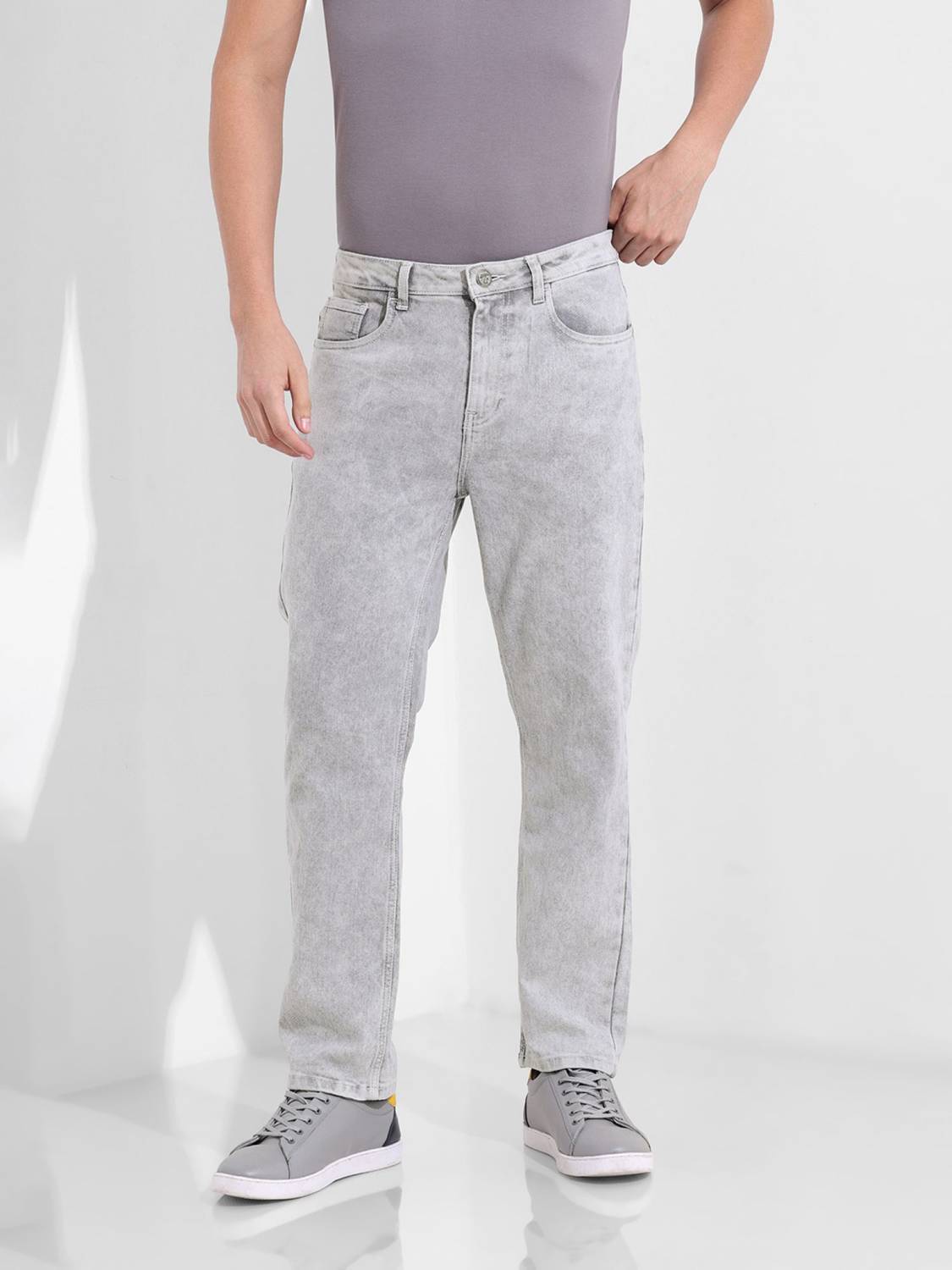 The Indian Garage Co. Slim Grey Jeans for Men - Image 1