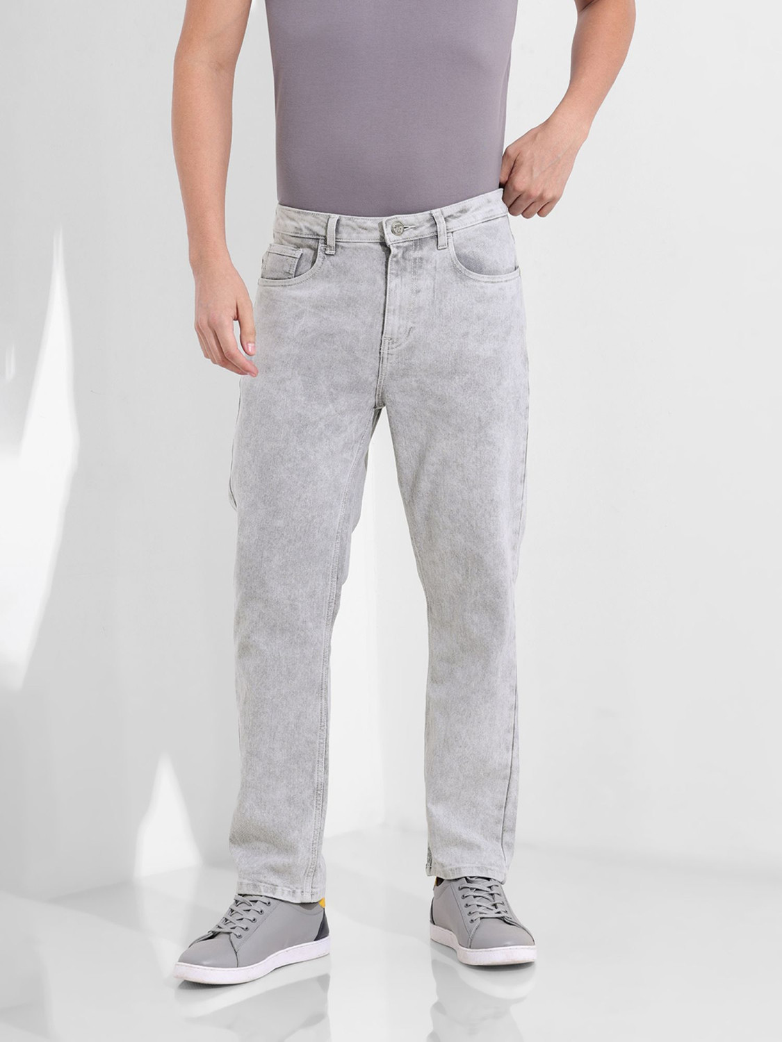 Image of The Indian Garage Co. Slim Men Grey Jeans