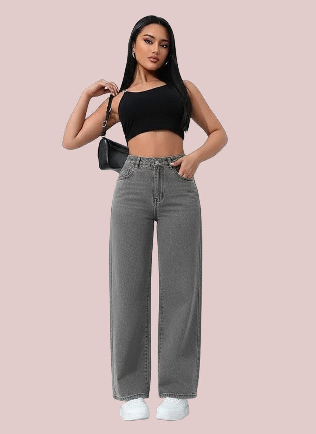 Image of Dollfashion Regular Women Grey Jeans