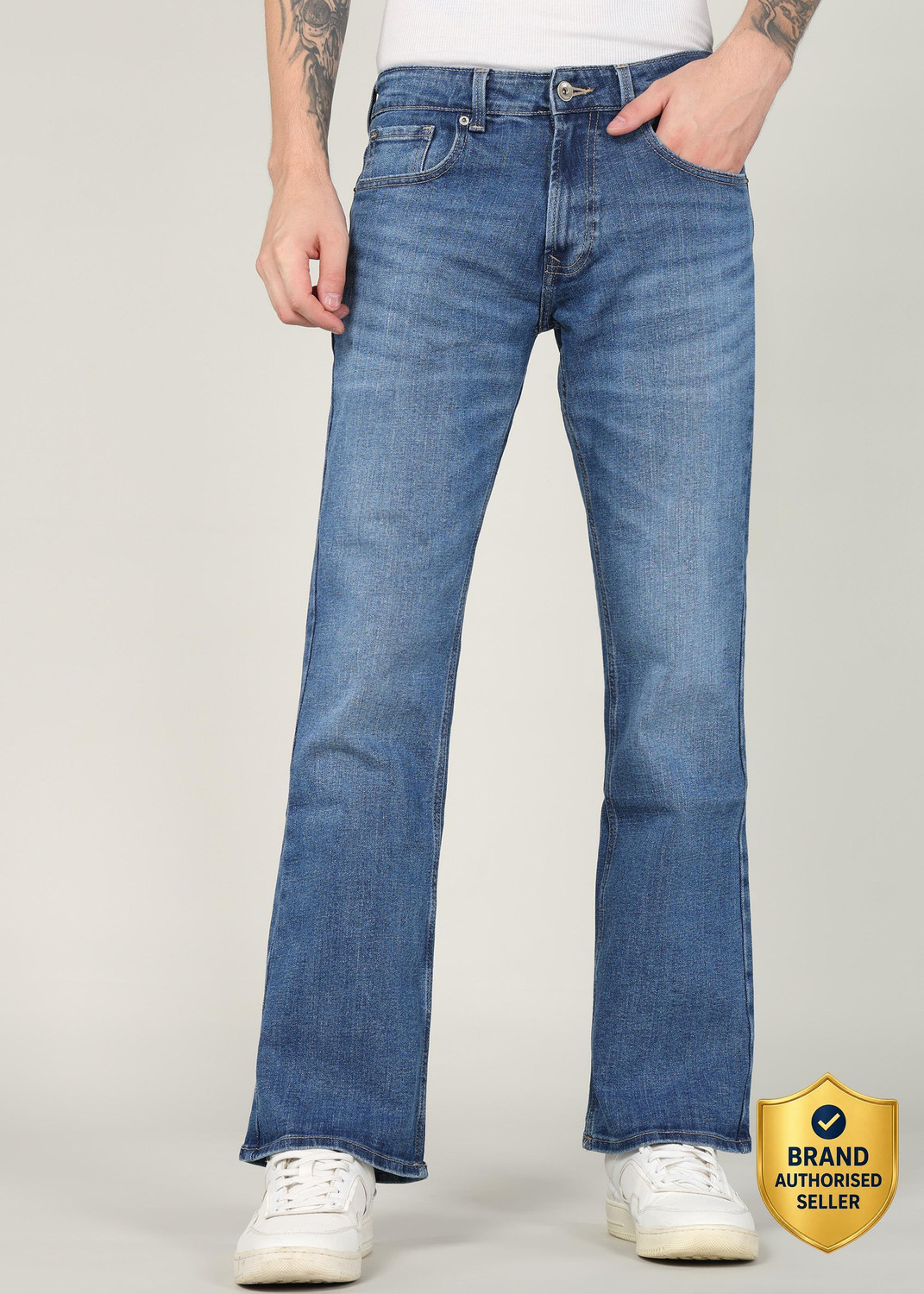 Image of Spykar Boot-Leg Men Blue Jeans