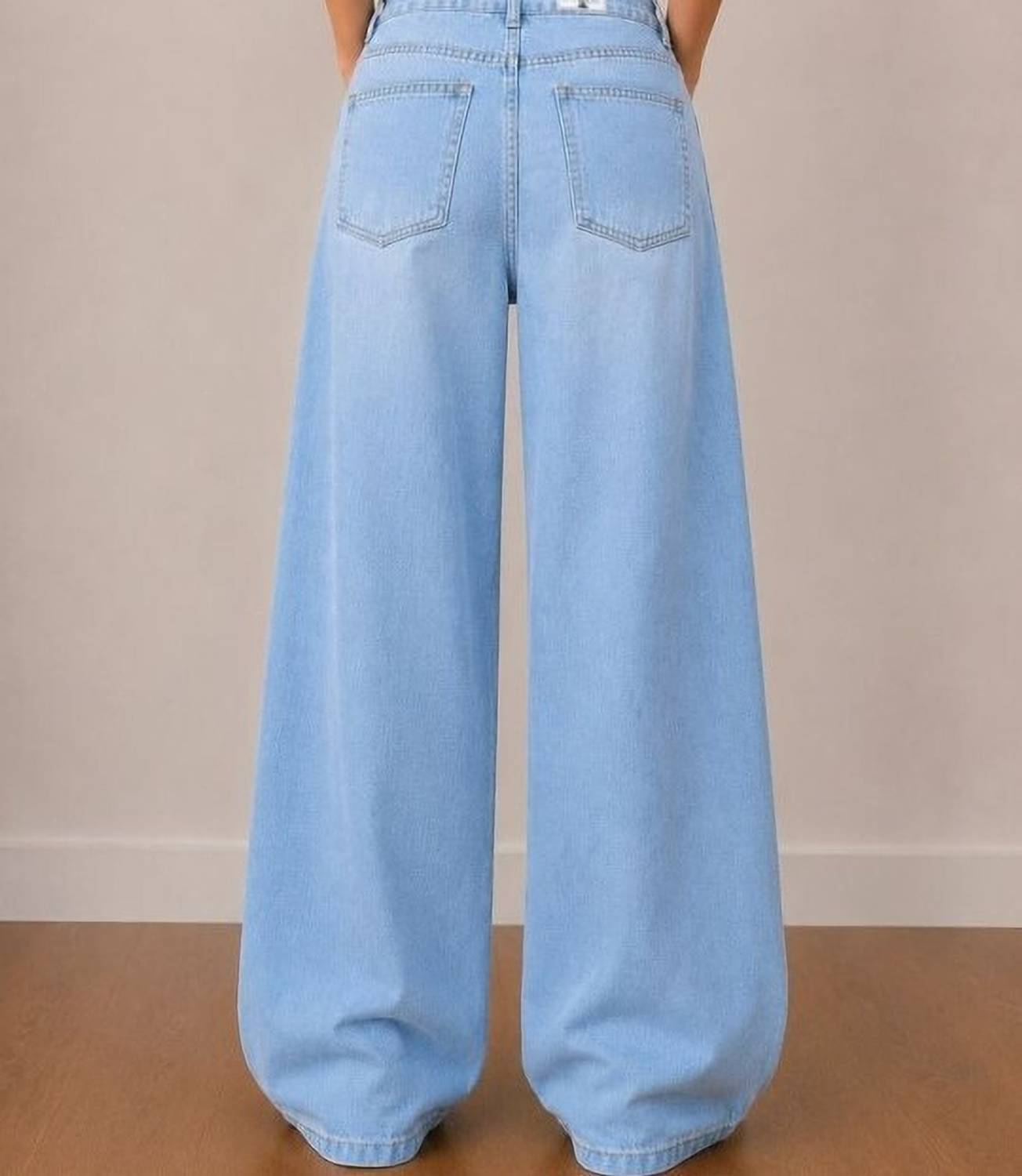 BEAUTEEY Wide Leg Women Light Blue Jeans - Image 2