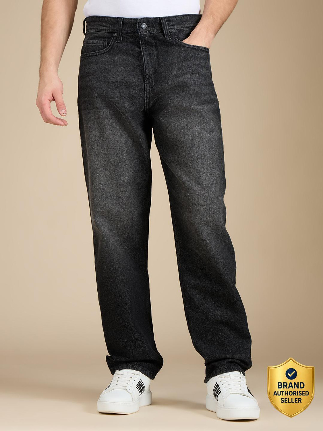 Image of Pepe Jeans Relaxed Fit Men Black Jeans
