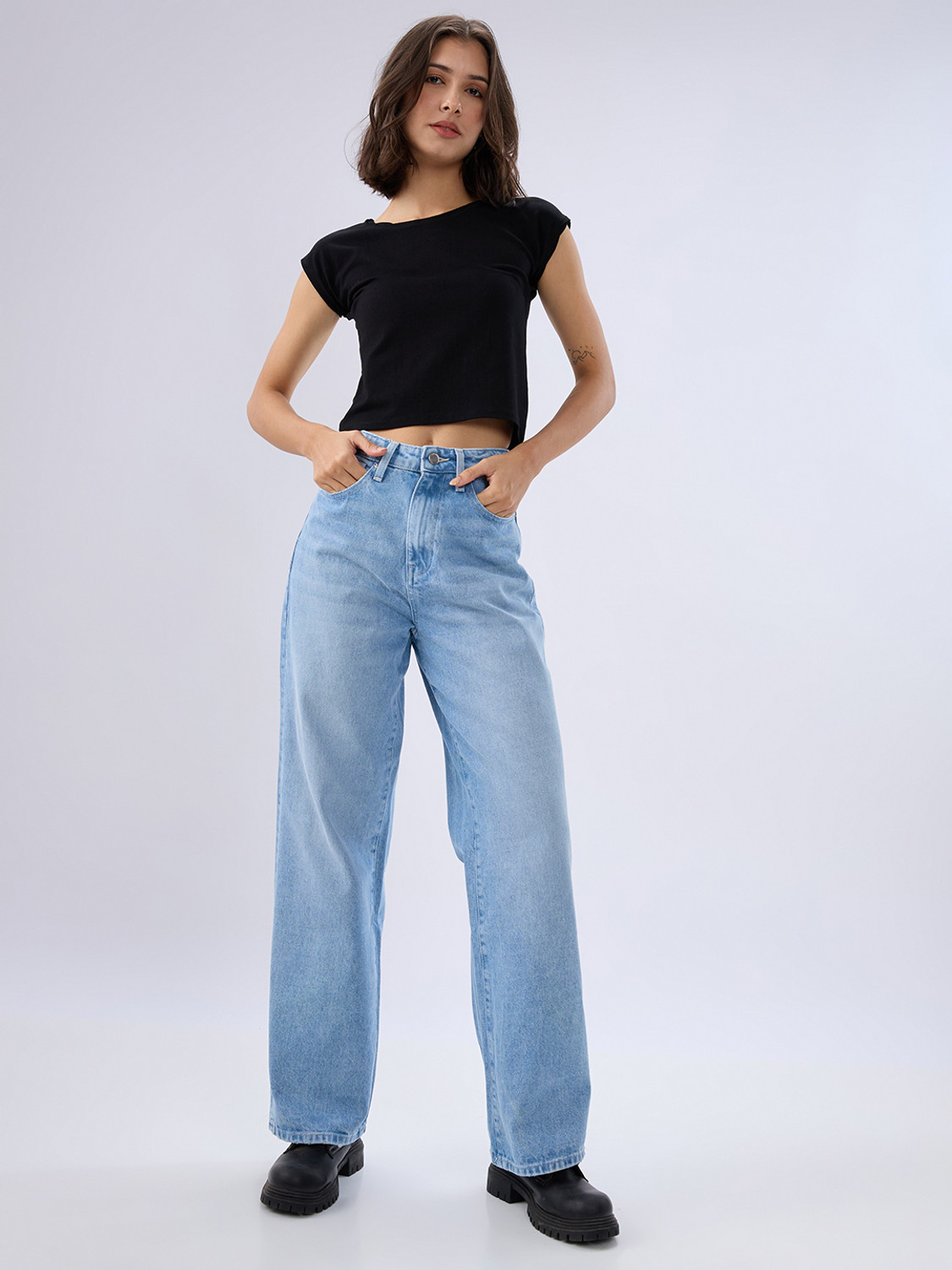 Image of Spykar Straight Fit Women Blue Jeans
