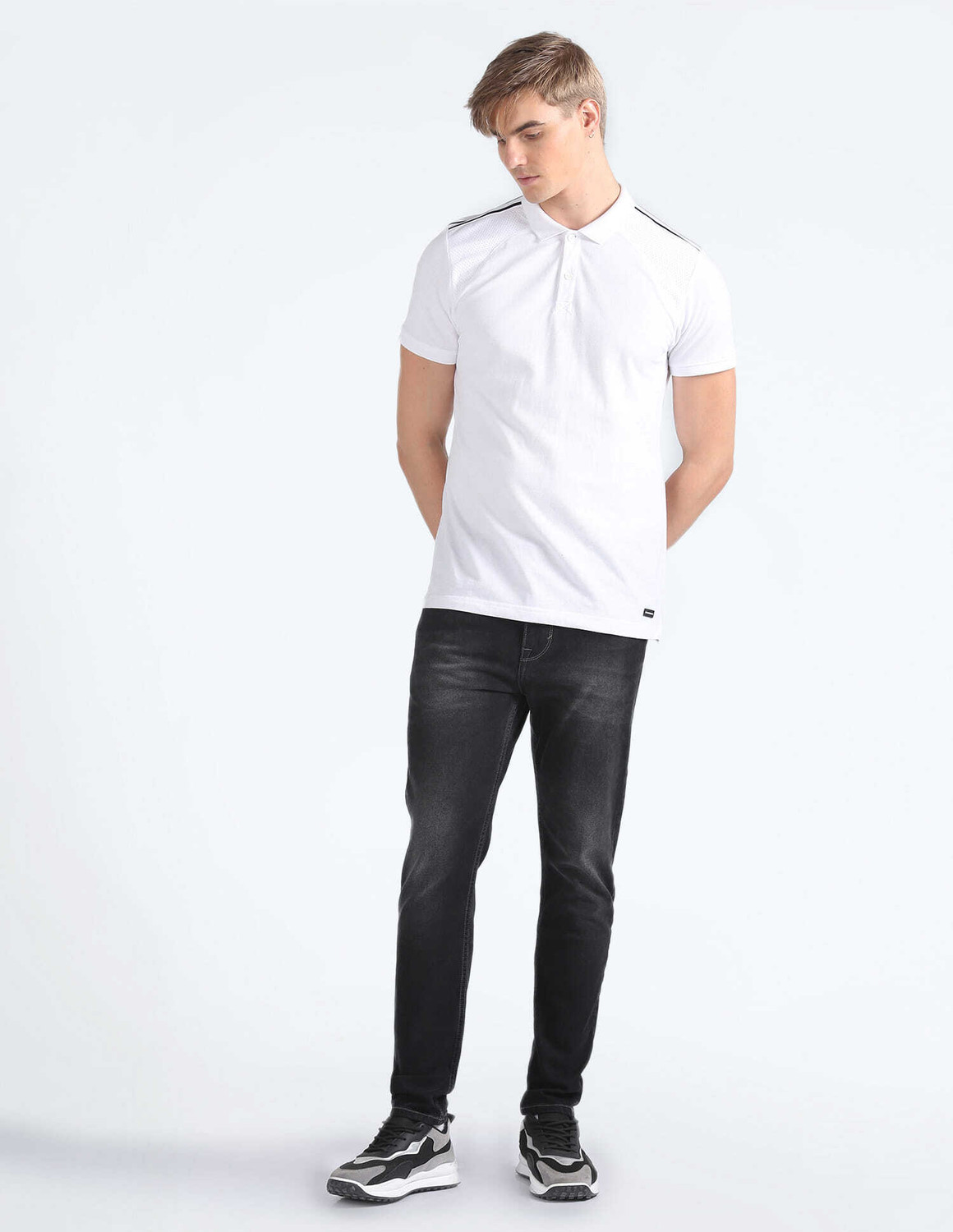Image of FLYING MACHINE Tapered Fit Men Black Jeans